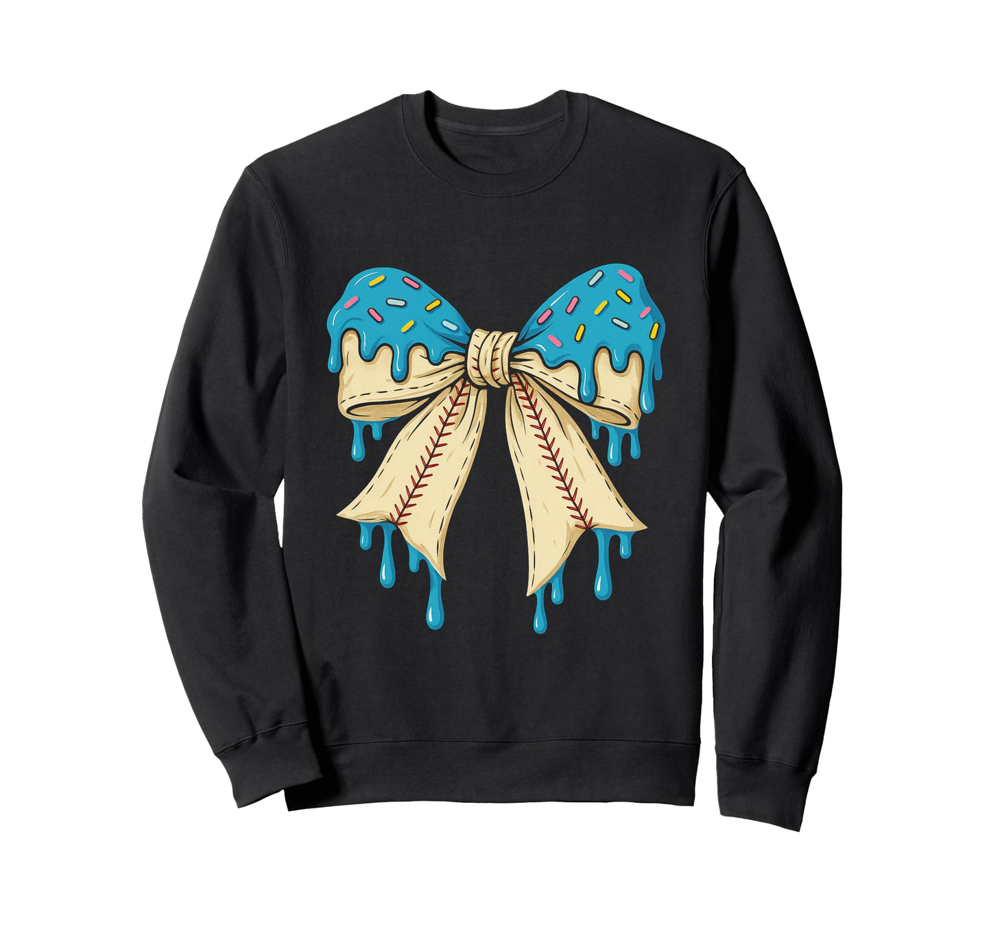 Baseball Bow Ice Cream Dripping Sweatshirt - Streetwear Style for Adults - T-Shirt, Sweatshirt, Hoodie