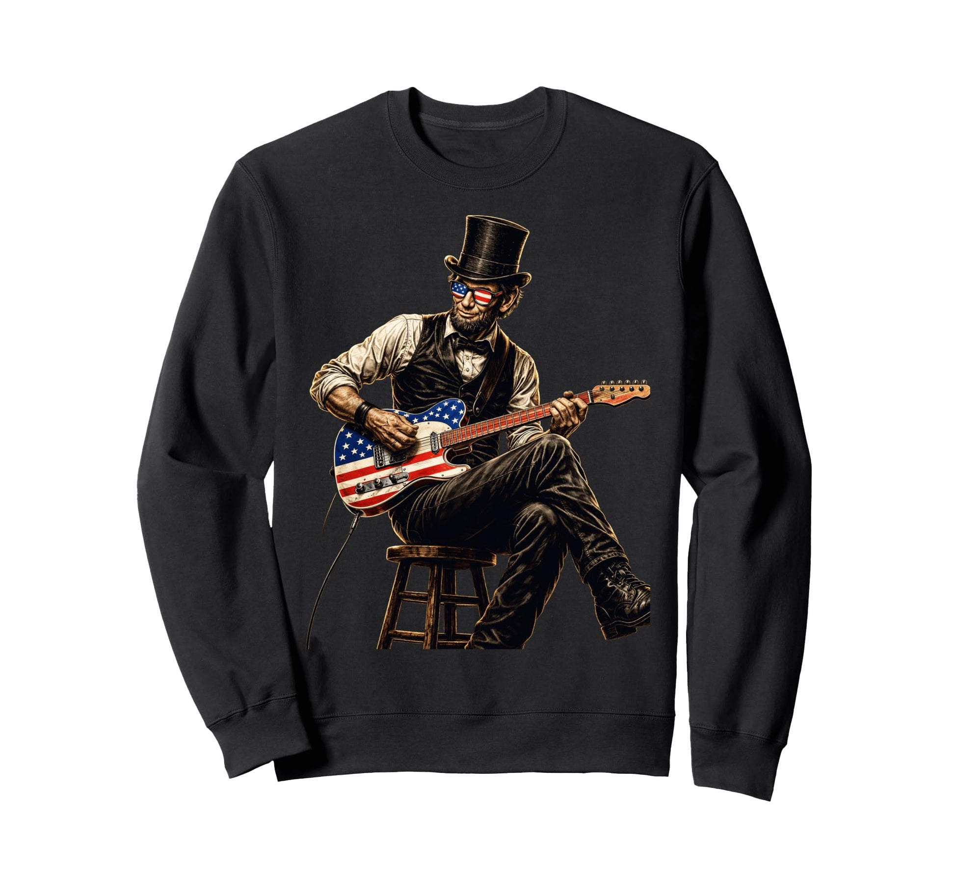 Abraham Lincoln Playing Guitar Sweatshirt - Aesthetic Graphic Men Women - T-Shirt, Sweatshirt, Hoodie