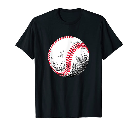 Awesome Baseball Ball Distressed Sports T-Shirt - Graphic Print Unisex - T-Shirt, Sweatshirt, Hoodie