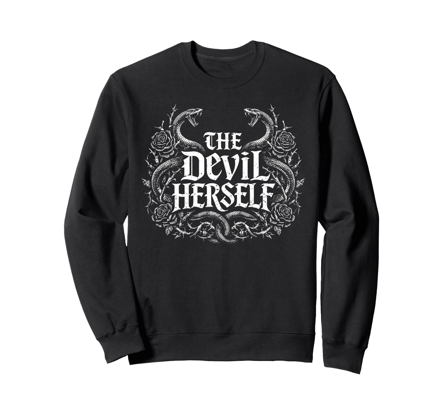Devil Herself Occult Dark Feminine Sweatshirt - Casual Everyday Wear Unisex - T-Shirt, Sweatshirt, Hoodie