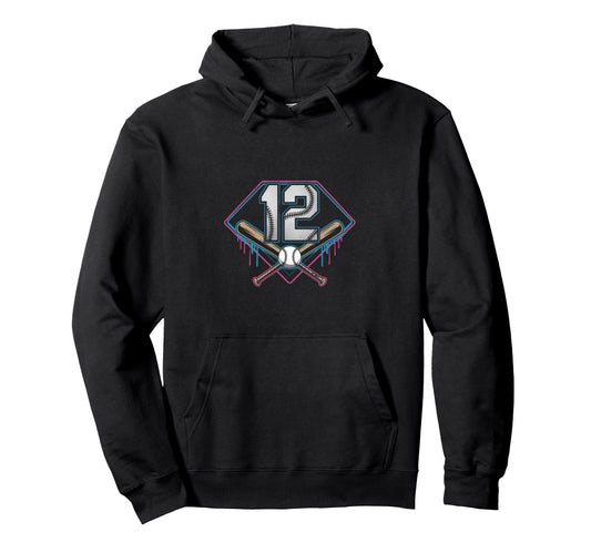 Baseball Home Ice Cream 12Th Birthday Hoodie - Streetwear Style for Adults - T-Shirt, Sweatshirt, Hoodie