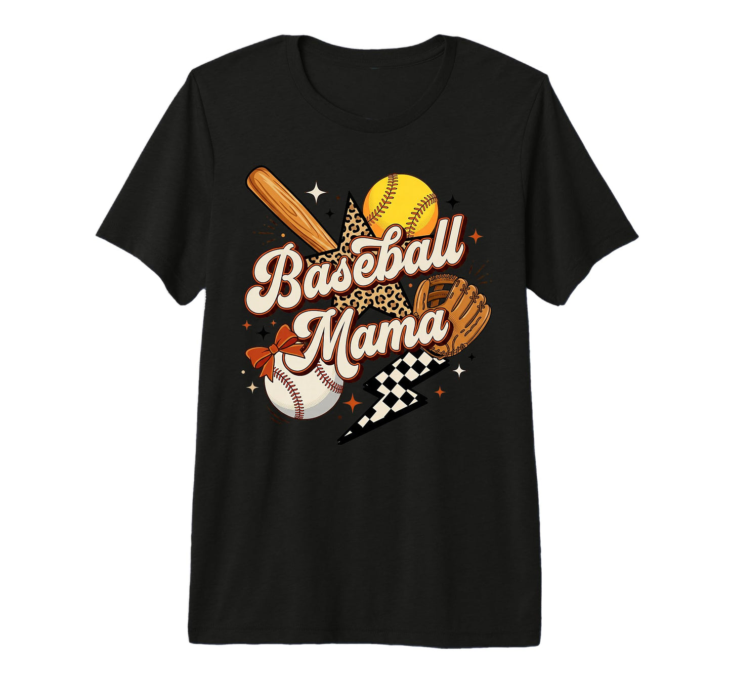 Baseball Mama Leopard Coquette T-Shirt - Unique Graphic for Adults - T-Shirt, Sweatshirt, Hoodie
