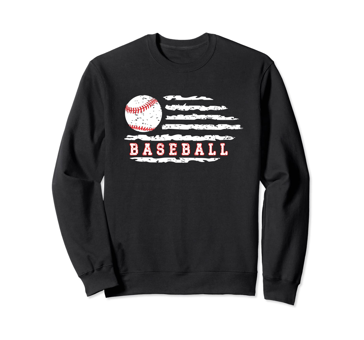 Baseball Us Flag Baseball Sweatshirt - Fun Novelty Design for Adults - T-Shirt, Sweatshirt, Hoodie