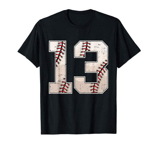 Baseball Birthday Thirteen 13 Years T-Shirt - Streetwear Style Men Women - T-Shirt, Sweatshirt, Hoodie