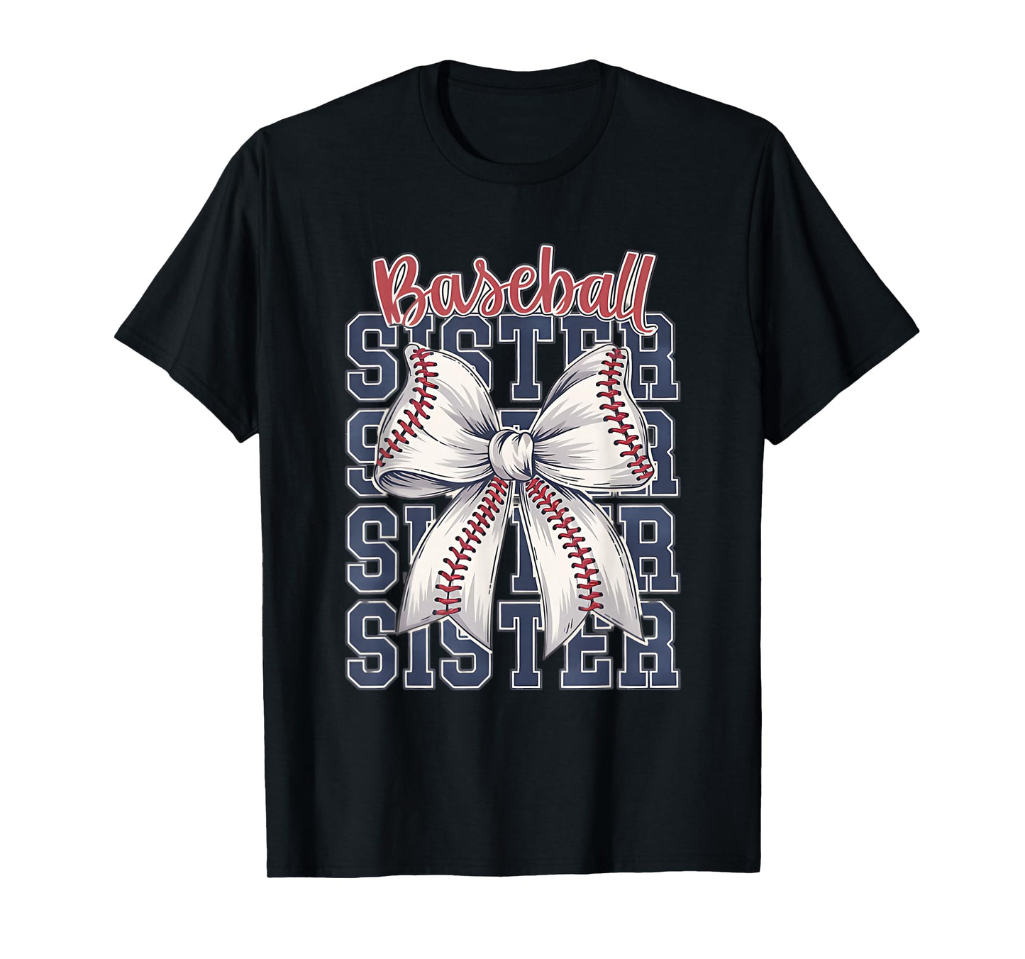 Baseball Sister Coquette Bow T-Shirt - Graphic Print Unisex - T-Shirt, Sweatshirt, Hoodie