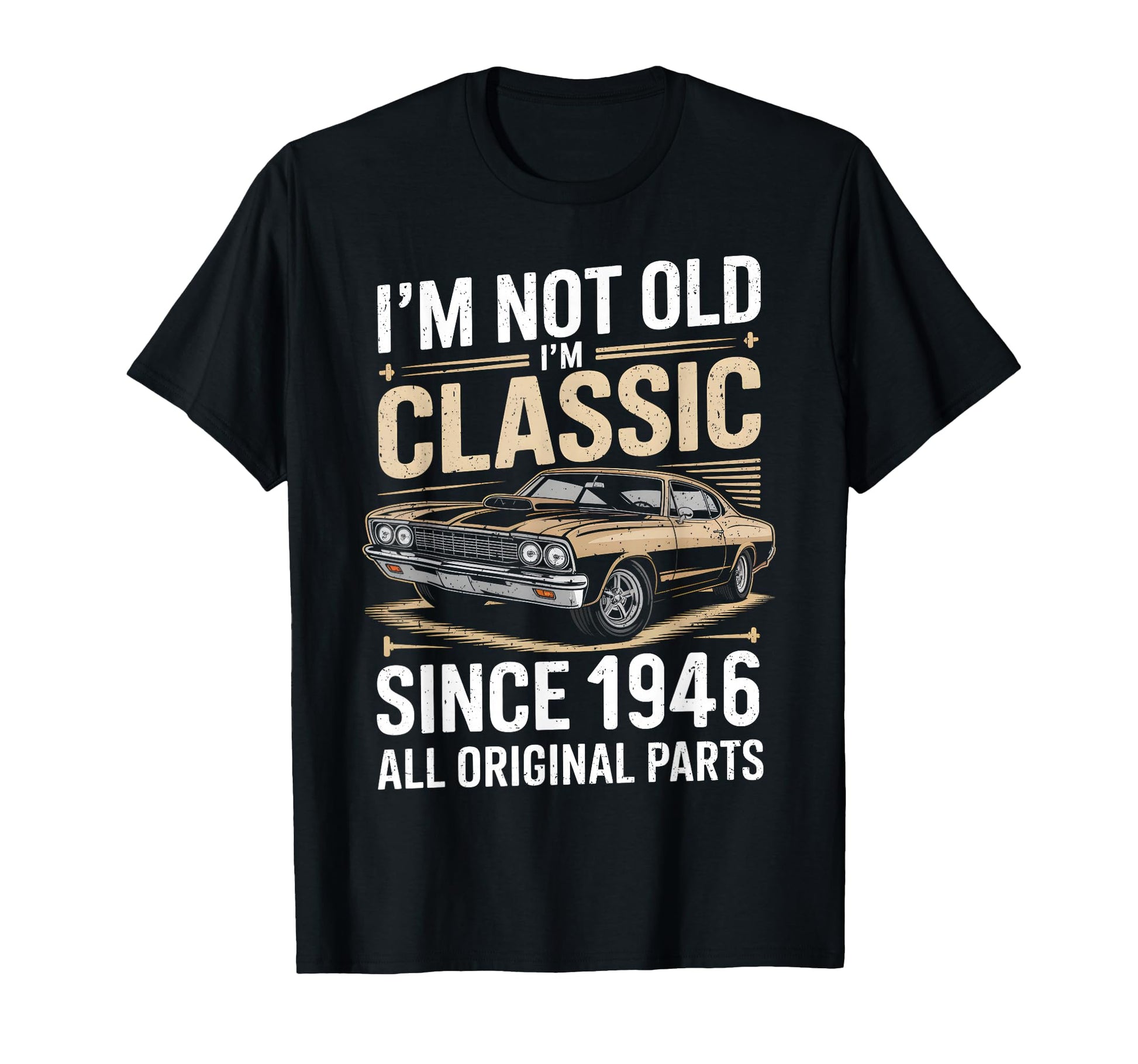 Funny 80Th Birthday Car 1946 Birthday T-Shirt - Graphic Print Unisex - T-Shirt, Sweatshirt, Hoodie