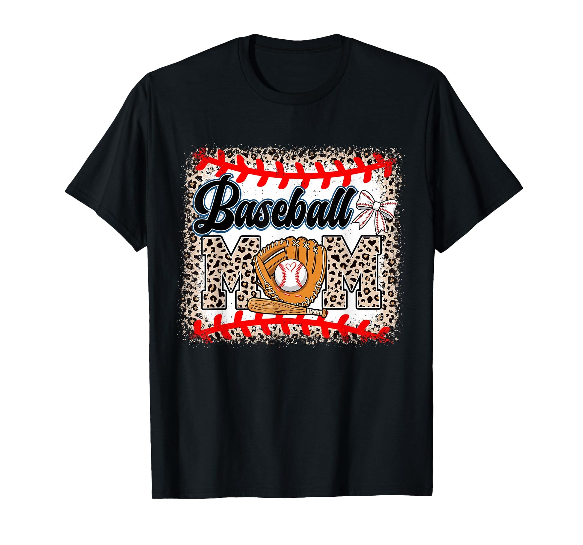 Leopard Baseball Mom Mama Both T-Shirt - Fun Novelty Design for Adults - T-Shirt, Sweatshirt, Hoodie