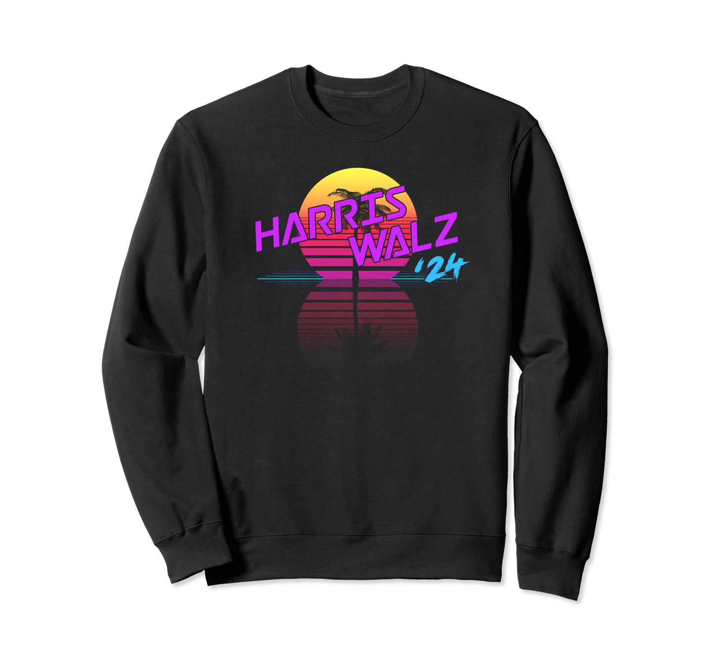 Harris Walz 24 Synthwave Outrun 80S 90S Sweatshirt - Unique Graphic Unisex - T-Shirt, Sweatshirt, Hoodie