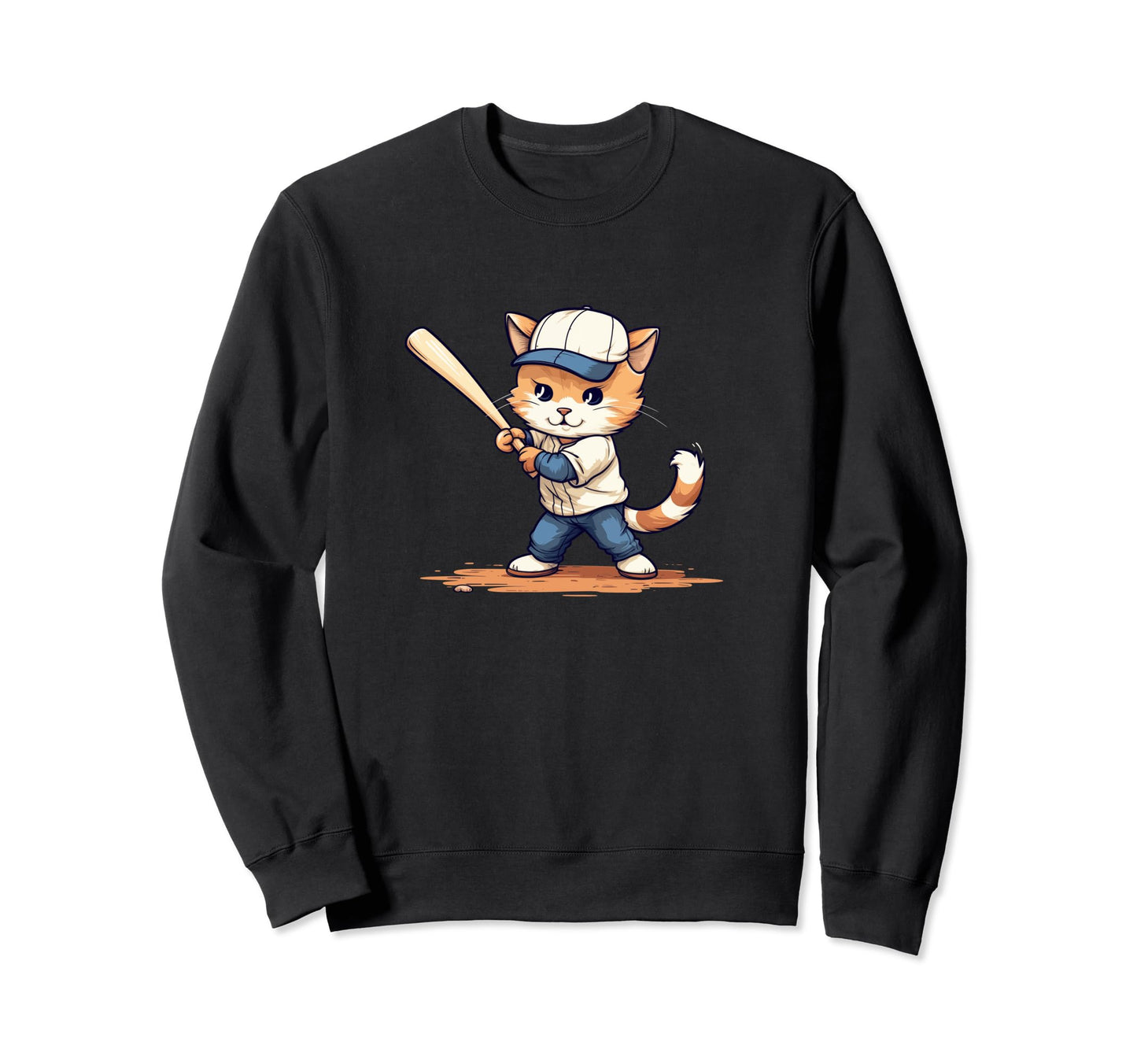 Home Run Feline Whimsical Swing Sweatshirt - Novelty Apparel Unisex - T-Shirt, Sweatshirt, Hoodie