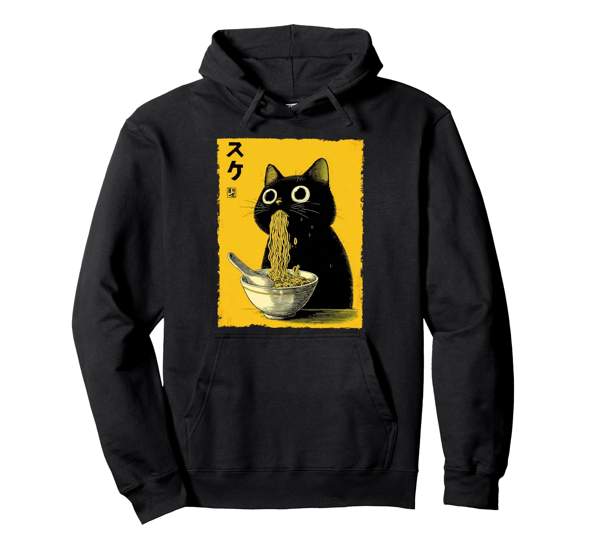 Cat Ramen Aesthetic Japanese Ukiyo E Hoodie - Aesthetic Graphic Unisex - T-Shirt, Sweatshirt, Hoodie