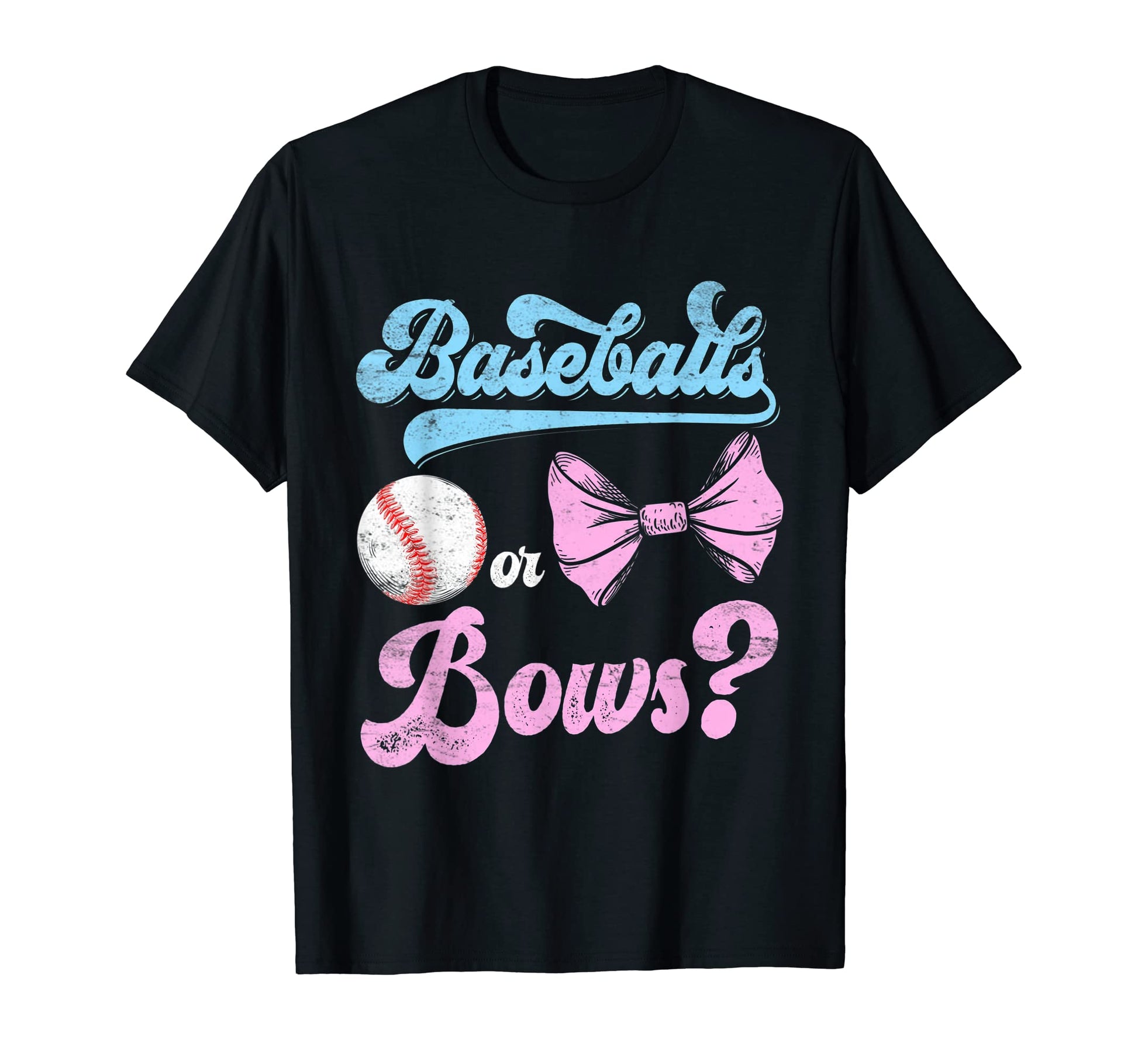 Gender Reveal Party Baseball Or Bows T-Shirt - Minimalist Print for Adults - T-Shirt, Sweatshirt, Hoodie