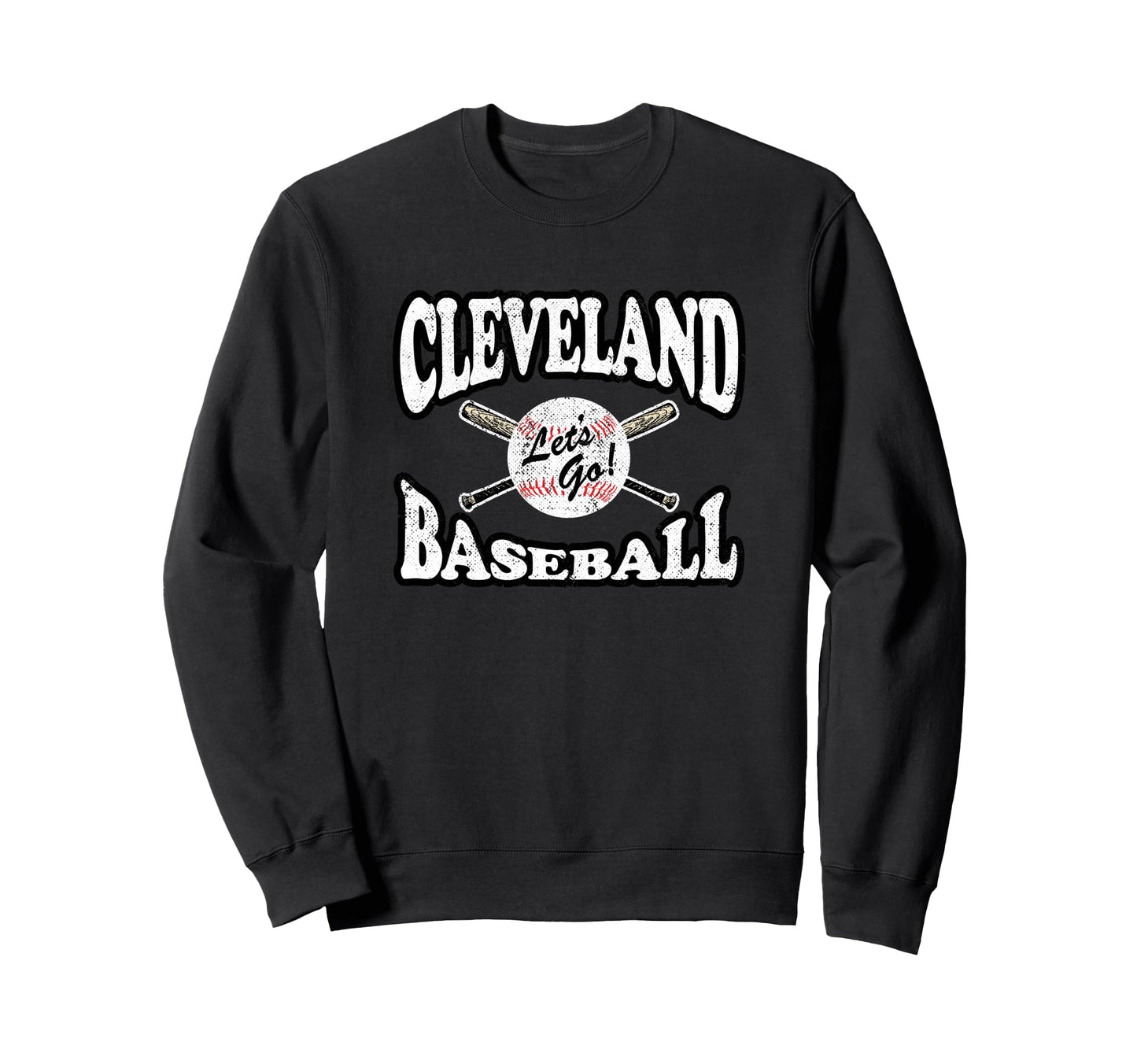 Cleveland Baseball Distressed Sweatshirt - Casual Everyday Wear for Adults - T-Shirt, Sweatshirt, Hoodie