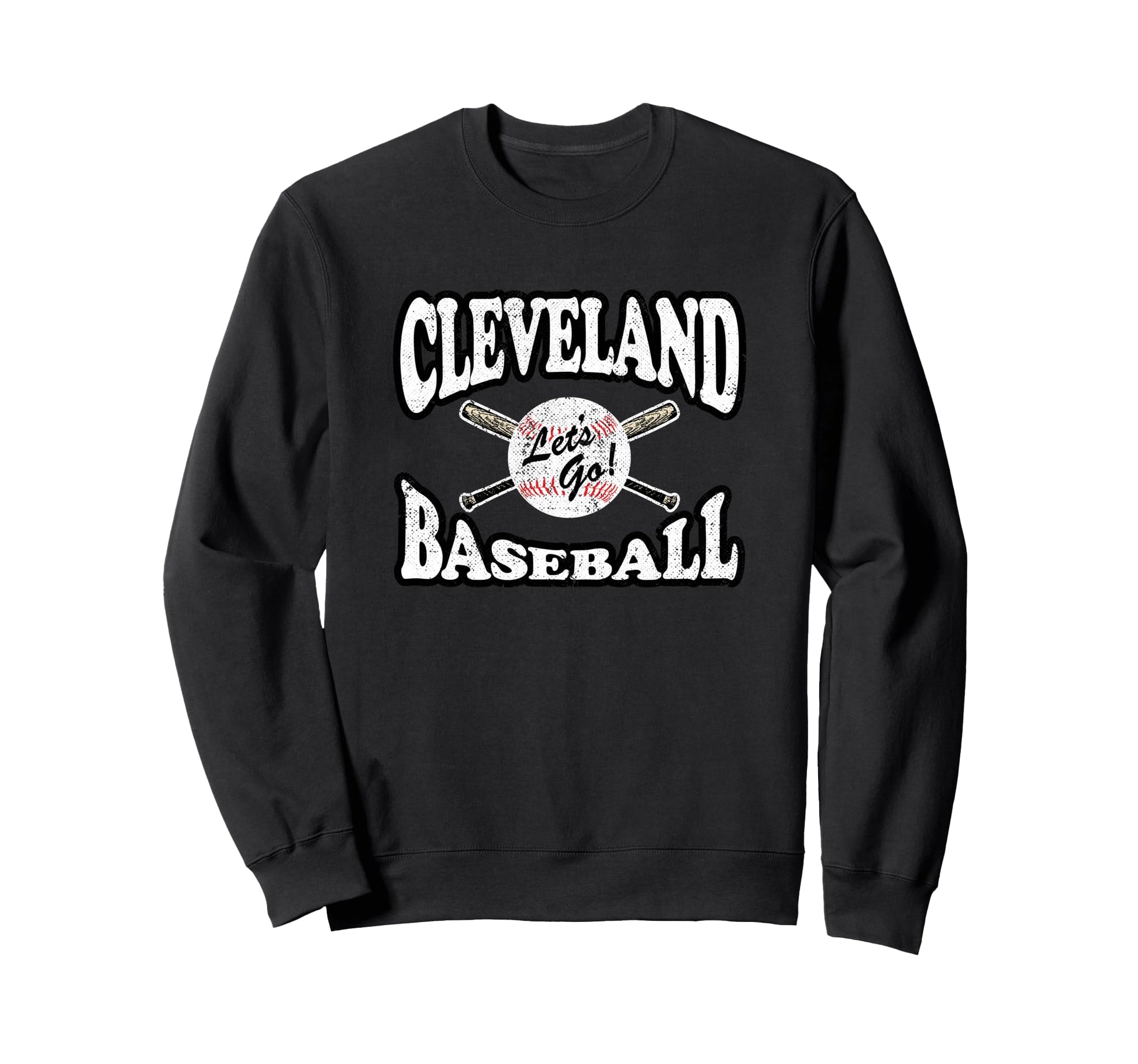Cleveland Baseball Distressed Sweatshirt - Casual Everyday Wear for Adults - T-Shirt, Sweatshirt, Hoodie