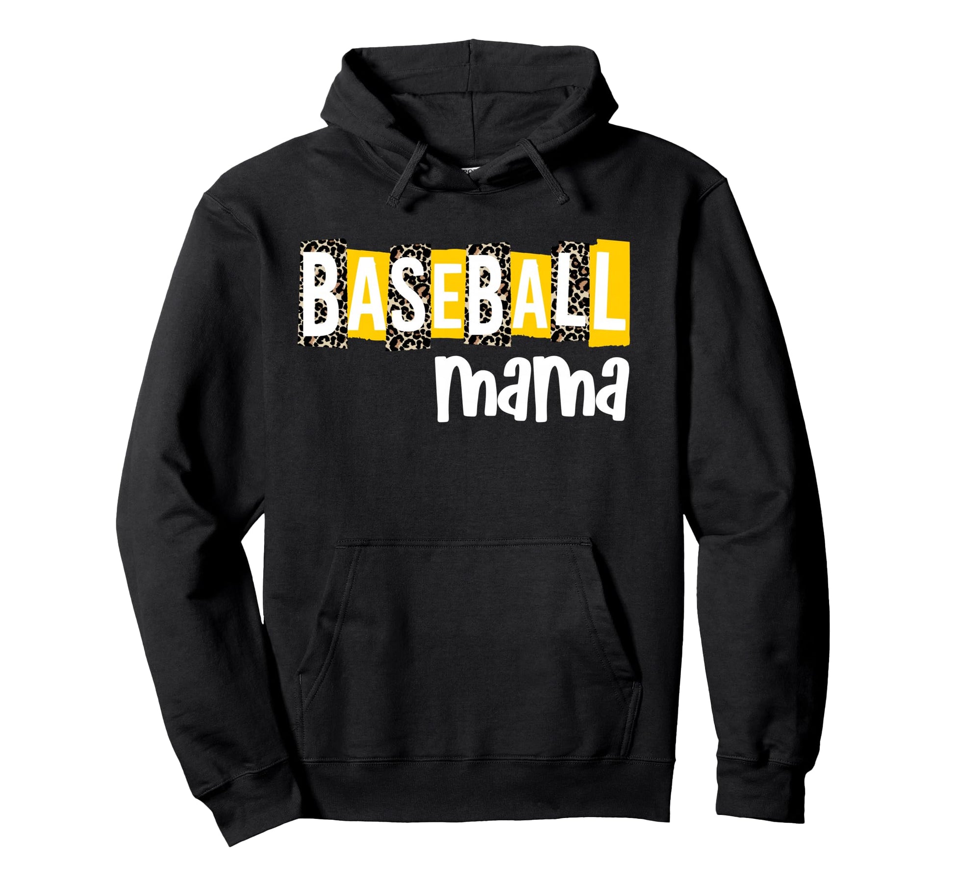 Baseball Mama Yellow Leopard Baseball Mom Hoodie - Custom Art Print Unisex - T-Shirt, Sweatshirt, Hoodie