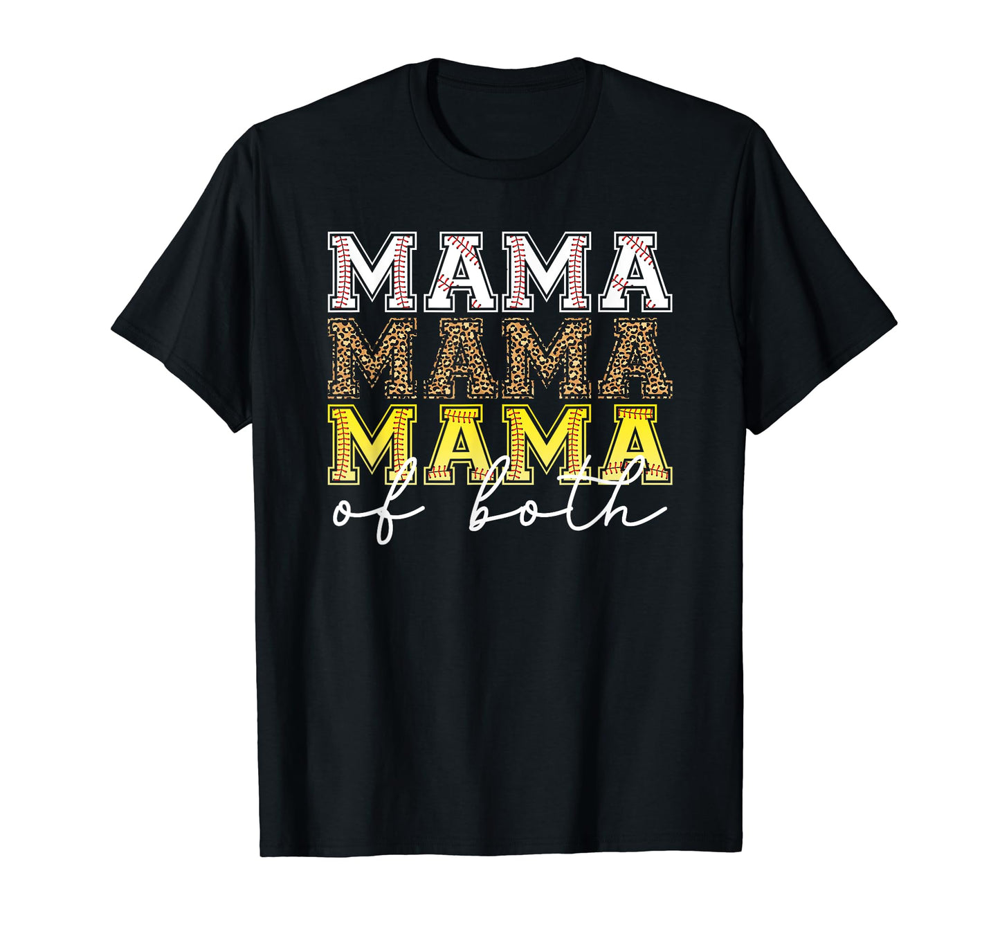 Mama Mom Both Leopard Baseball Softball Mom T-Shirt - Graphic Print Unisex - T-Shirt, Sweatshirt, Hoodie