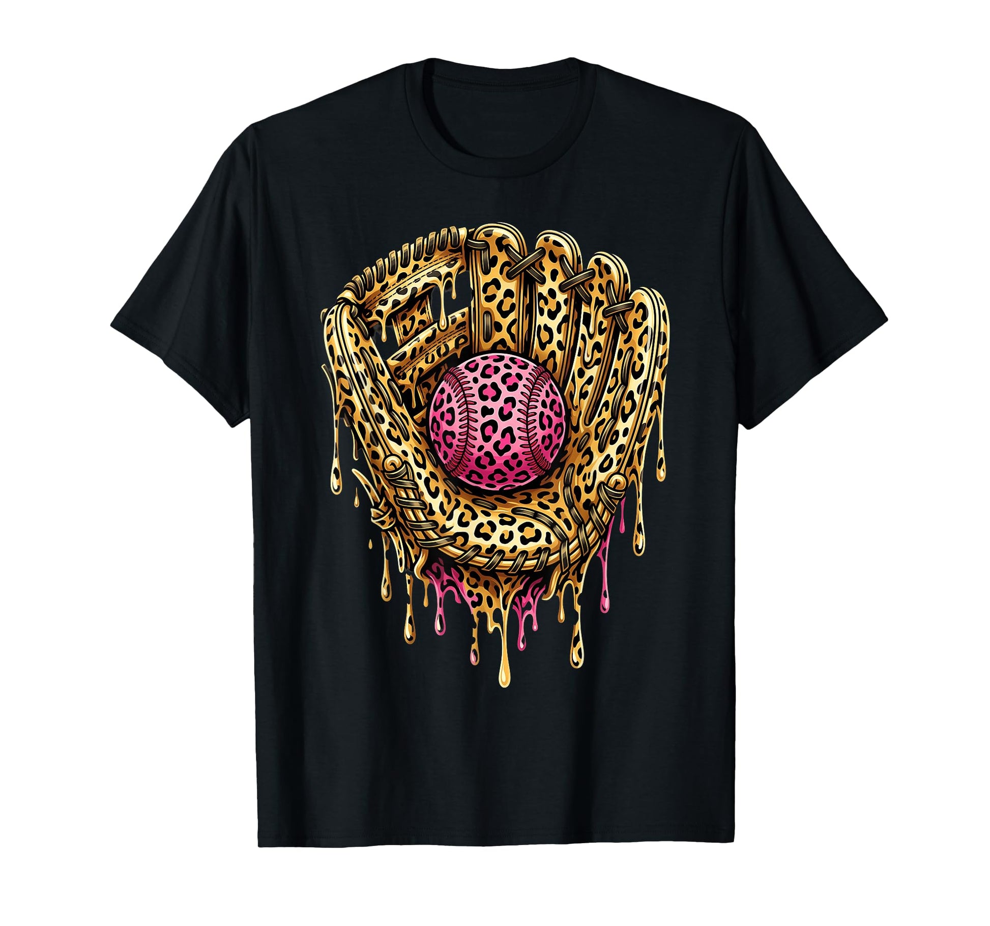 Leopard Baseball Drip Baseball Player T-Shirt - Graphic Print Unisex - T-Shirt, Sweatshirt, Hoodie