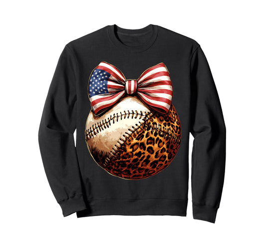 American Baseball Coquette Bow Sweatshirt - Custom Art Print Men Women - T-Shirt, Sweatshirt, Hoodie