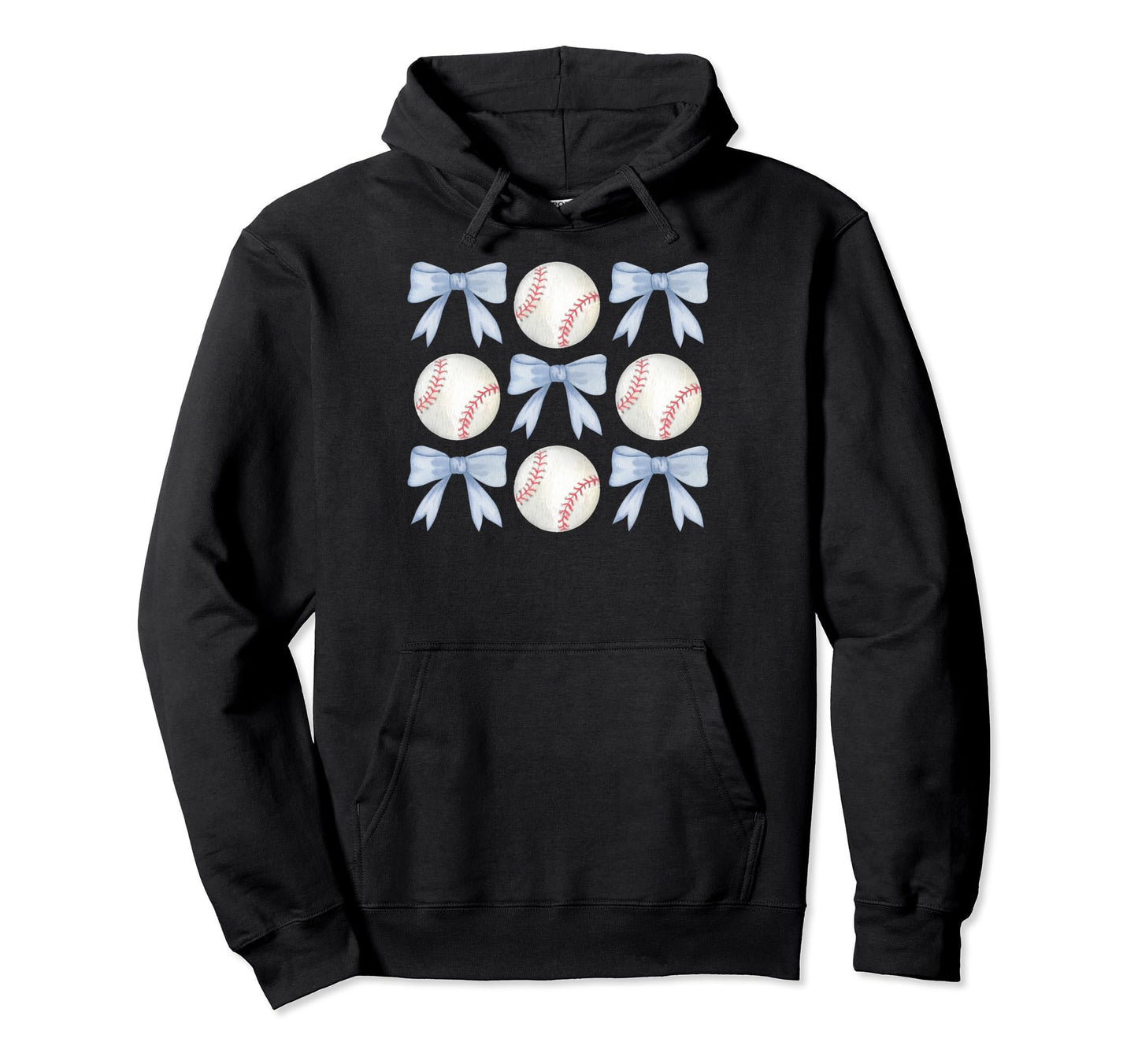 Blue Bows And Baseballs Hoodie - Casual Everyday Wear Unisex - T-Shirt, Sweatshirt, Hoodie