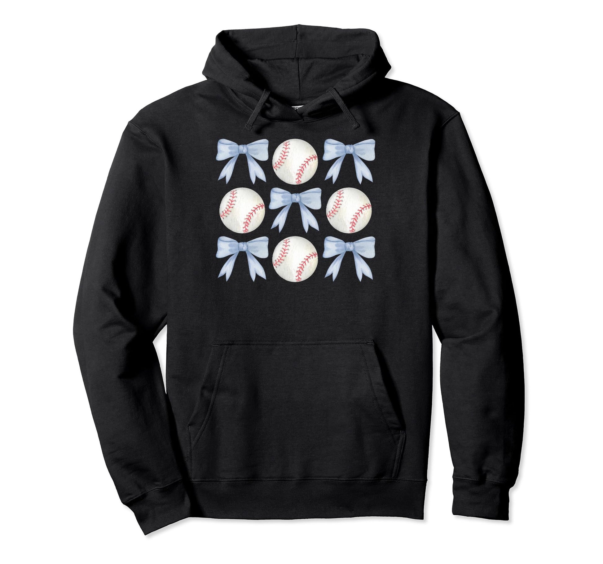 Blue Bows And Baseballs Hoodie - Casual Everyday Wear Unisex - T-Shirt, Sweatshirt, Hoodie