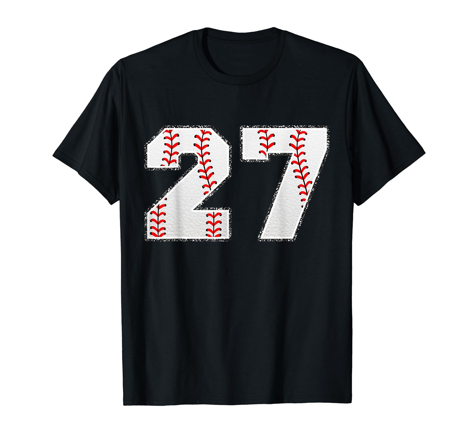 Number 27 Baseball Distressed Number T-Shirt - Graphic Print Unisex - T-Shirt, Sweatshirt, Hoodie