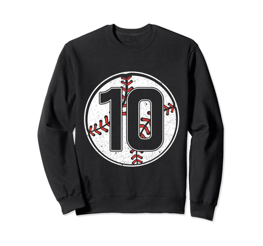 Baseball Birthday 10Th Birthday Sweatshirt - Aesthetic Graphic Unisex - T-Shirt, Sweatshirt, Hoodie