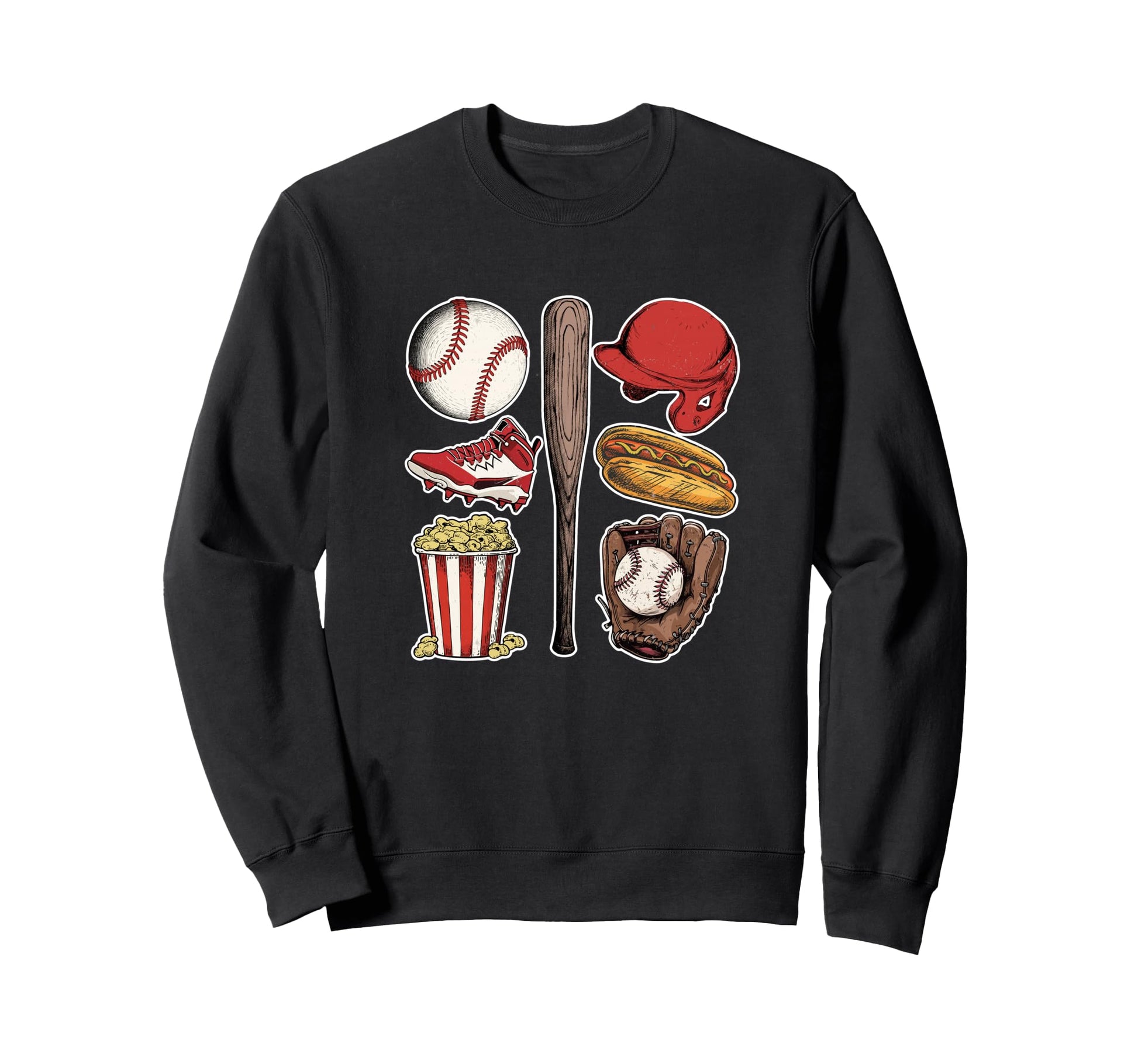 Baseball Game Day Essentials Sketch Sweatshirt - Aesthetic Graphic Unisex - T-Shirt, Sweatshirt, Hoodie