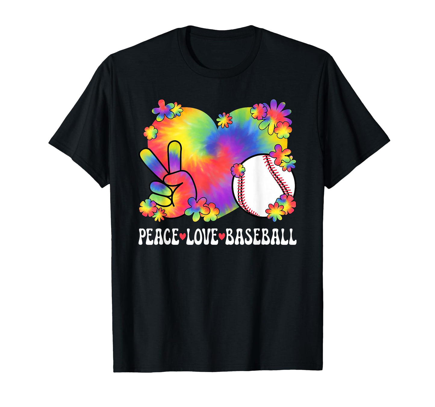 Peace Love Baseball Lover 60S 70S Hippie T-Shirt - Graphic Print Men Women - T-Shirt, Sweatshirt, Hoodie