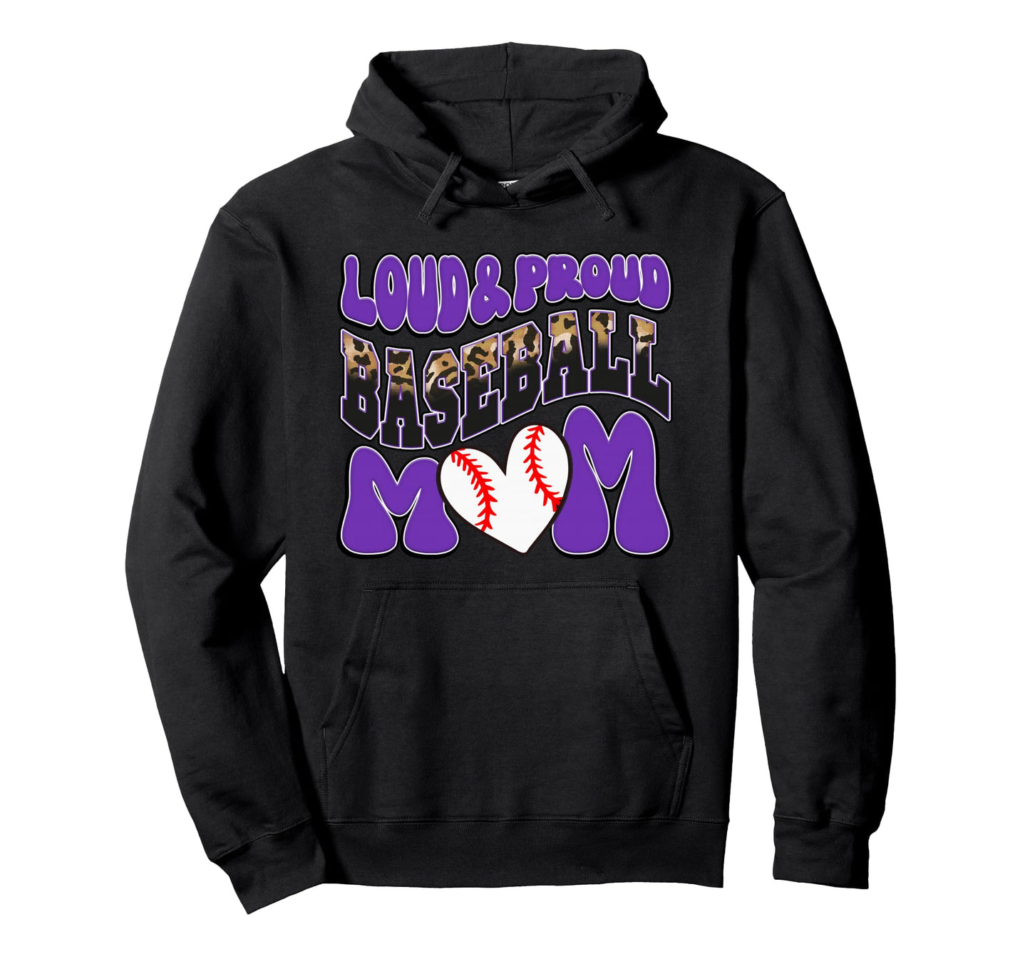 Loud Proud Baseball Mom Purple Team Hoodie - Minimalist Print Men Women - T-Shirt, Sweatshirt, Hoodie