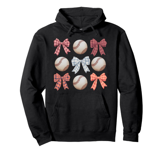 Baseball Coquette Bow Mom Sister Hoodie - Novelty Apparel Unisex - T-Shirt, Sweatshirt, Hoodie