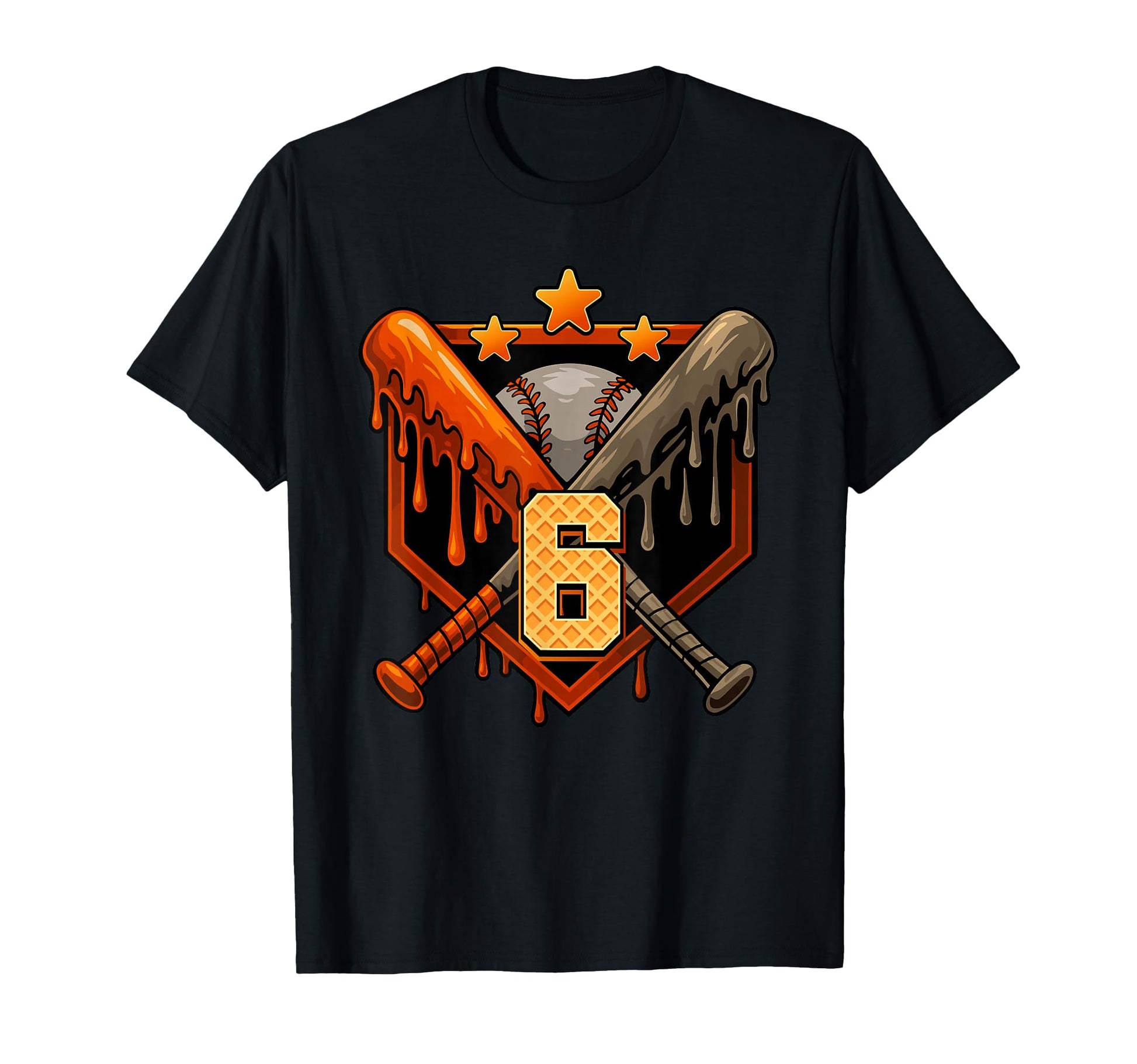 Baseball Drip 6Th Birthday Ice Cream T-Shirt - Casual Everyday Wear Unisex - T-Shirt, Sweatshirt, Hoodie