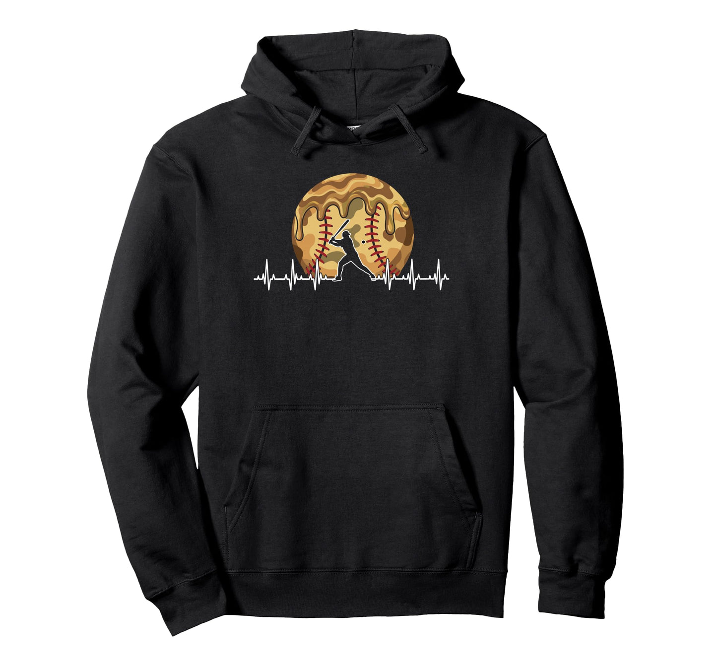 Ice Cream Drip Baseball Heartbeat Camo Hoodie - Aesthetic Graphic Unisex - T-Shirt, Sweatshirt, Hoodie