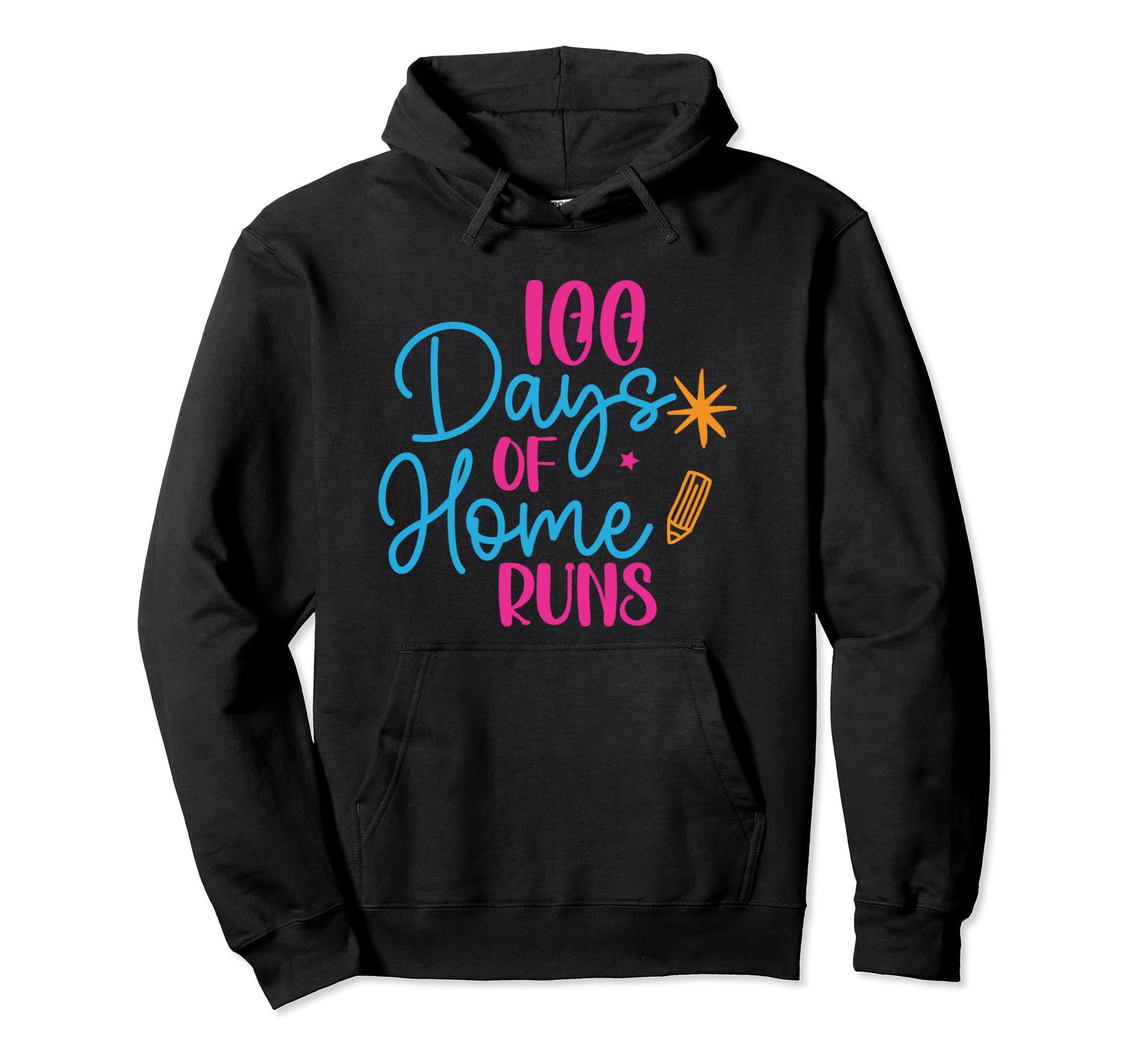 100 Days Home Runs Students Teachers Hoodie - Graphic Print for Adults - T-Shirt, Sweatshirt, Hoodie