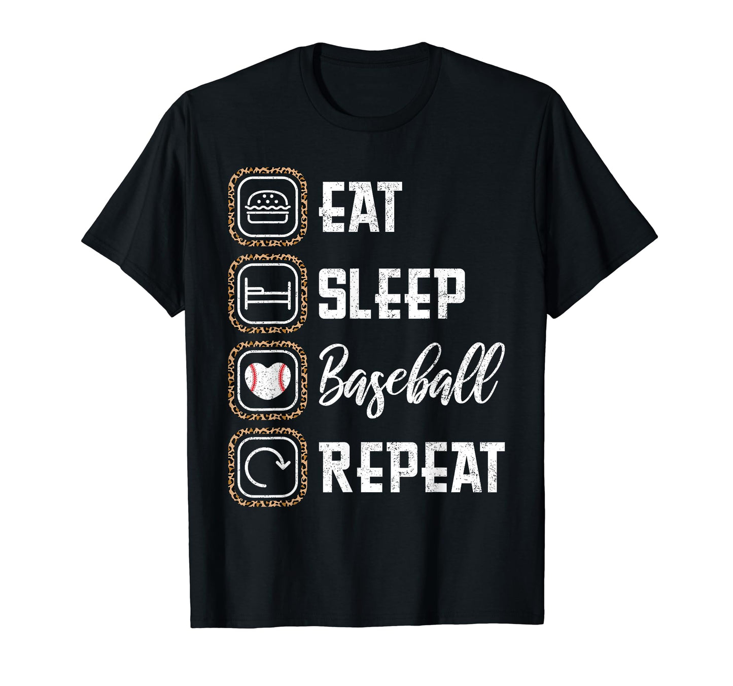 Eat Sleep Baseball Repeat Leopard T-Shirt - Streetwear Style Men Women - T-Shirt, Sweatshirt, Hoodie
