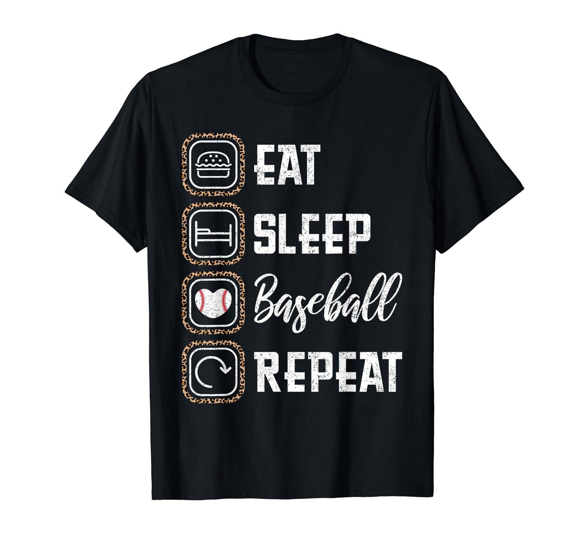 Eat Sleep Baseball Repeat Leopard T-Shirt - Streetwear Style Men Women - T-Shirt, Sweatshirt, Hoodie