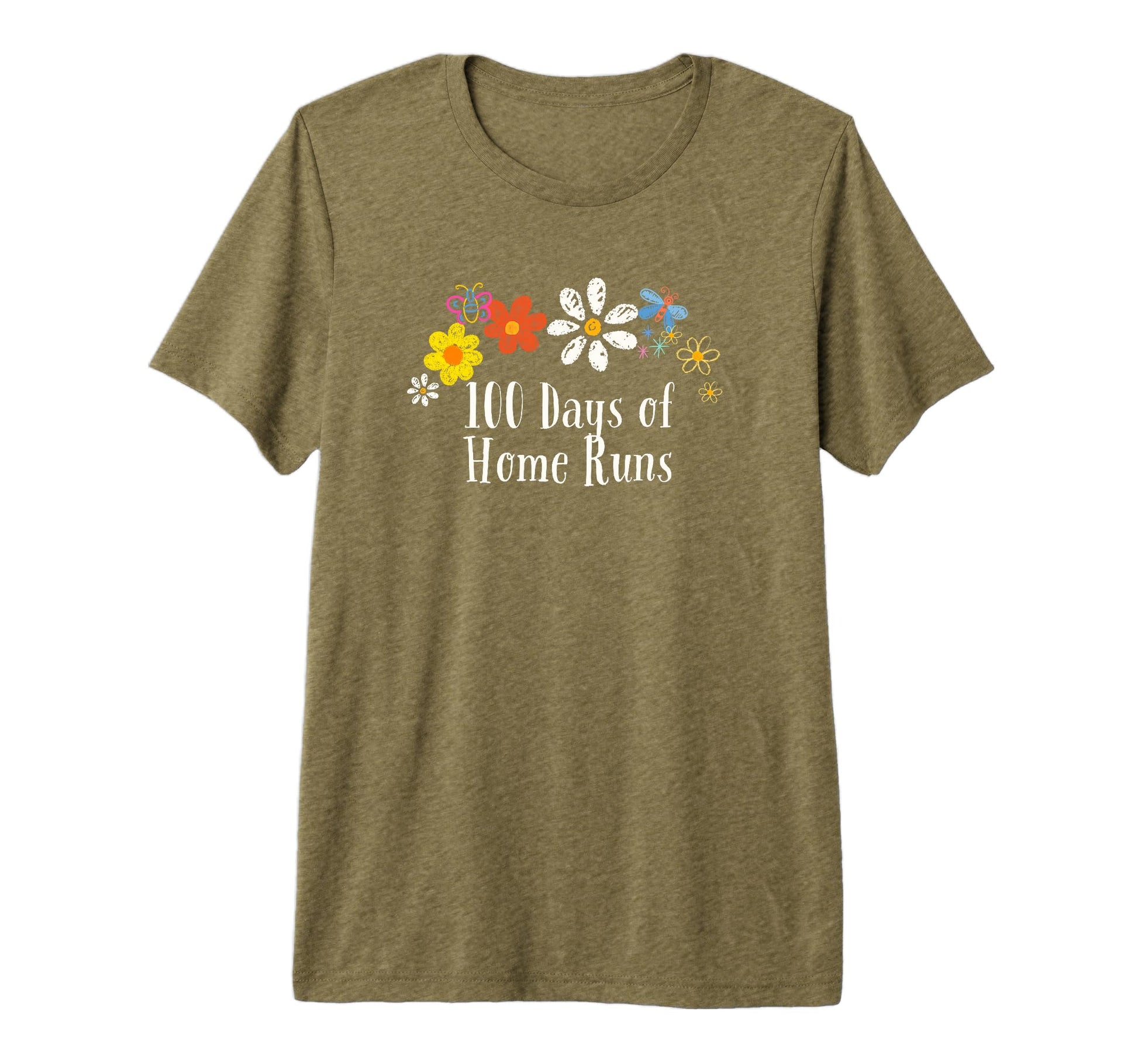 Floral 100 Days Home Runs Flowers Tri T-Shirt - Novelty Apparel Unisex - T-Shirt, Sweatshirt, Hoodie