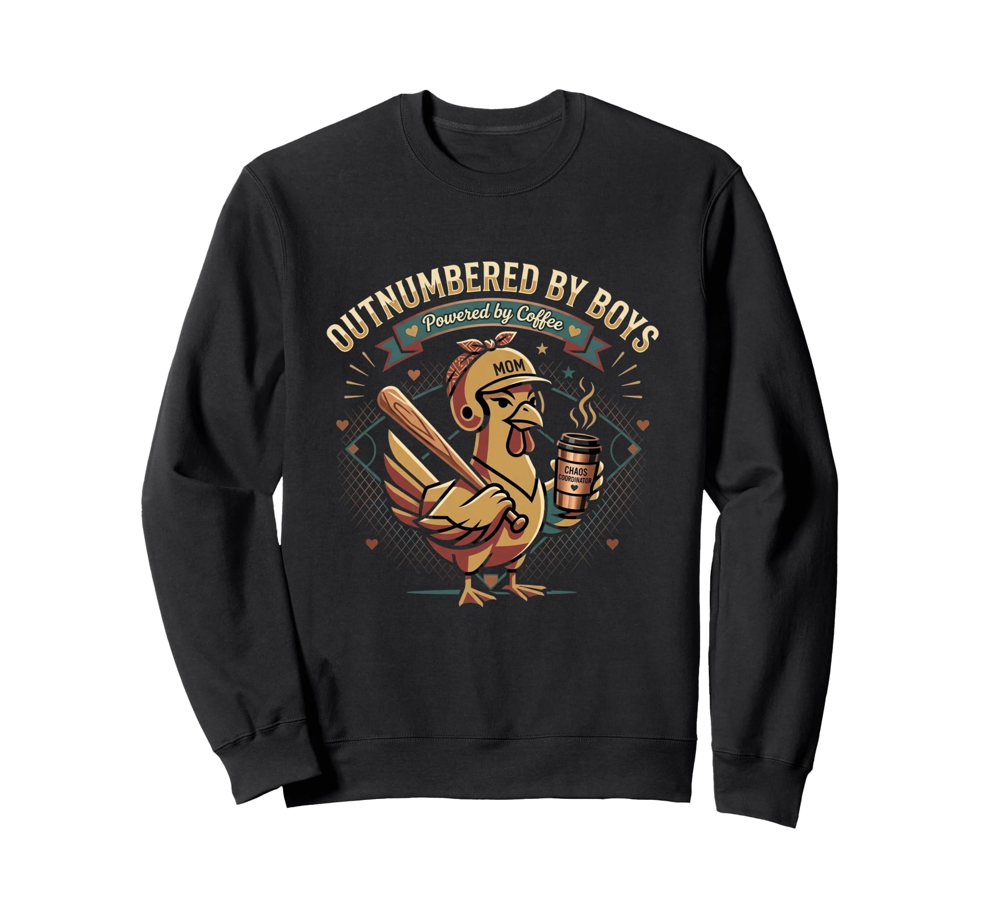 Outnumbered Powered Coffee Baseball Sweatshirt - Trendy Graphic for Adults - T-Shirt, Sweatshirt, Hoodie
