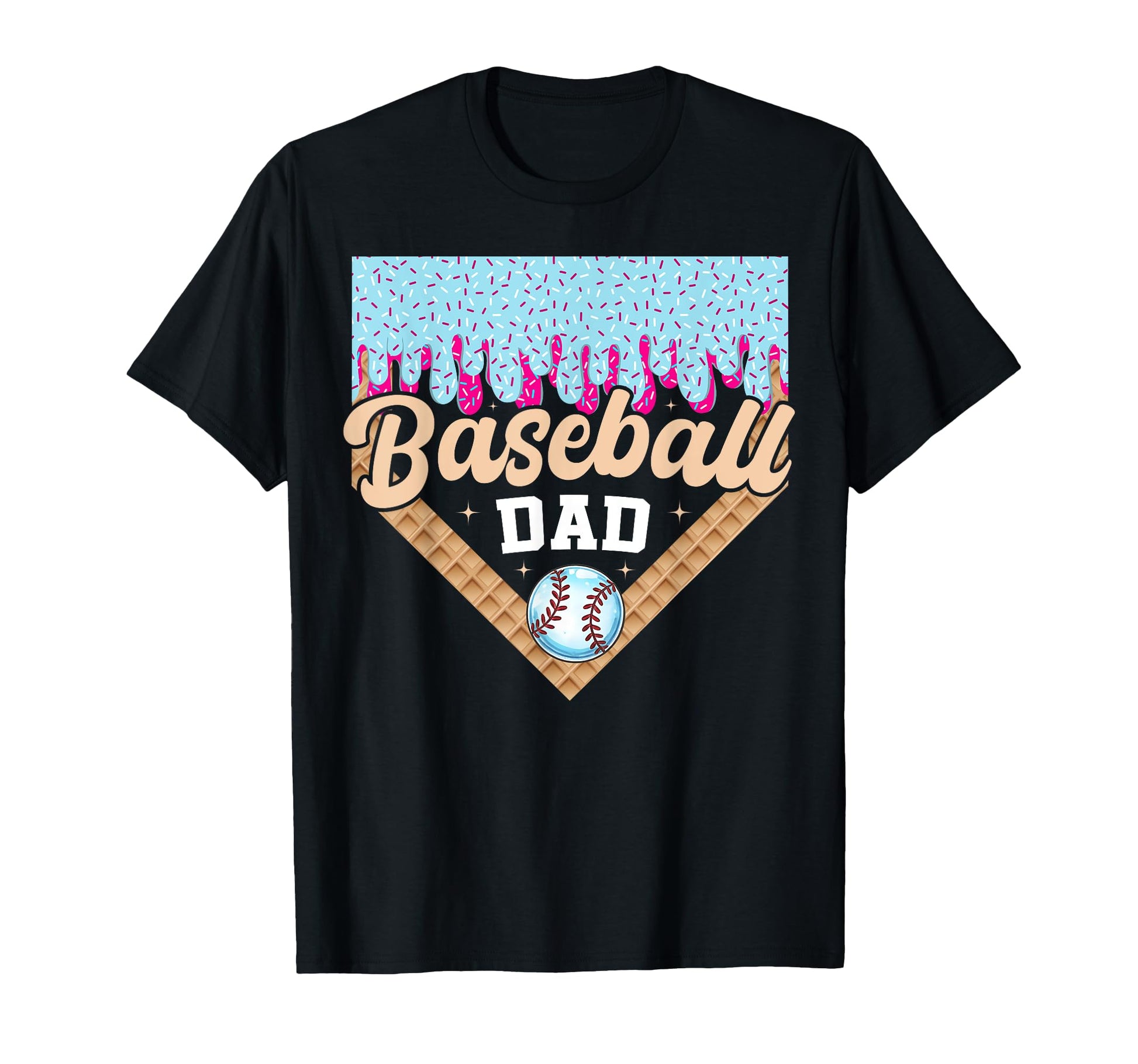 Baseball Dad Ice Cream Drip T-Shirt - Casual Everyday Wear Men Women - T-Shirt, Sweatshirt, Hoodie