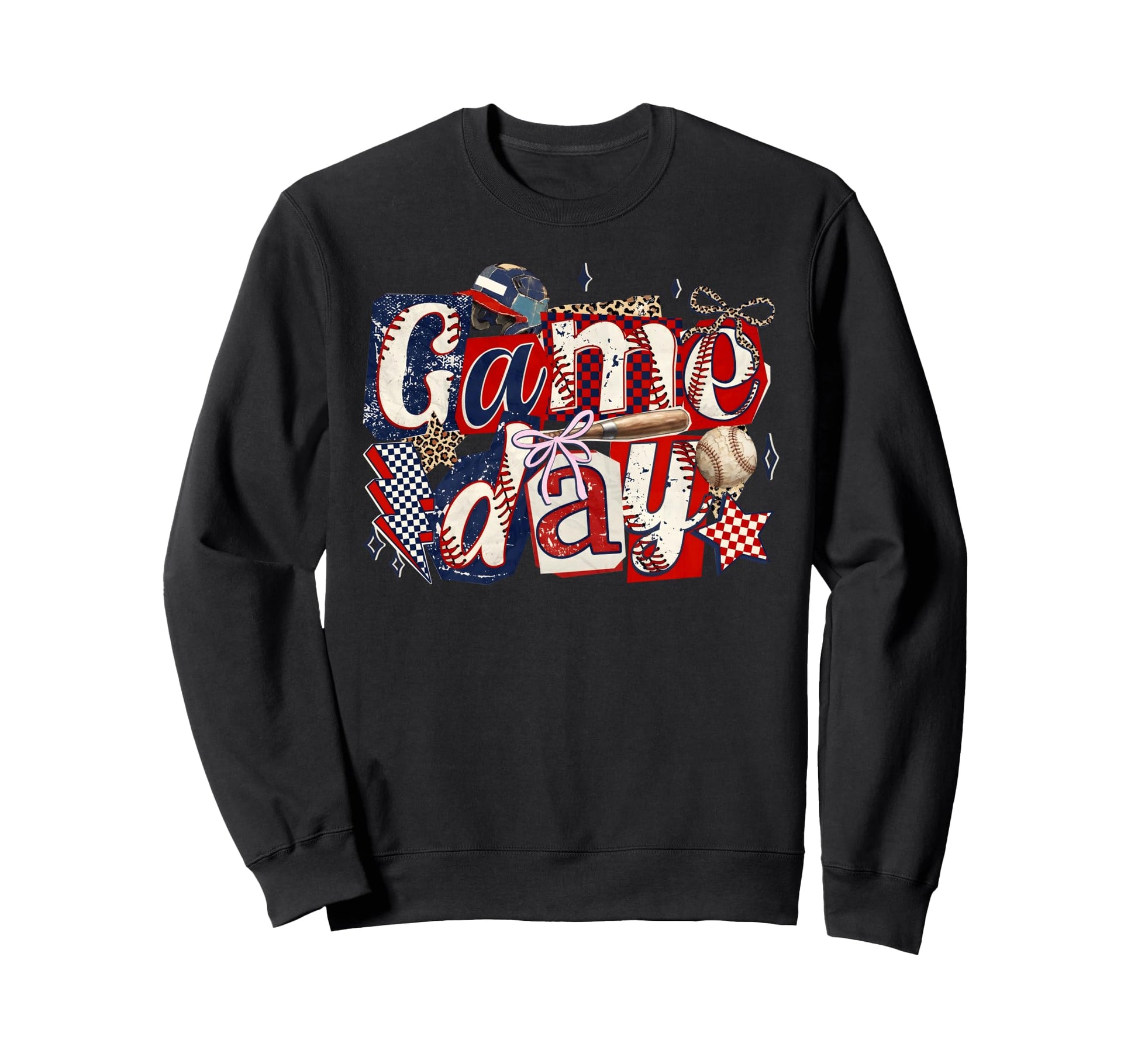 Game Day Baseball Leopard Coquette Bow Sweatshirt - Trendy Graphic Unisex - T-Shirt, Sweatshirt, Hoodie