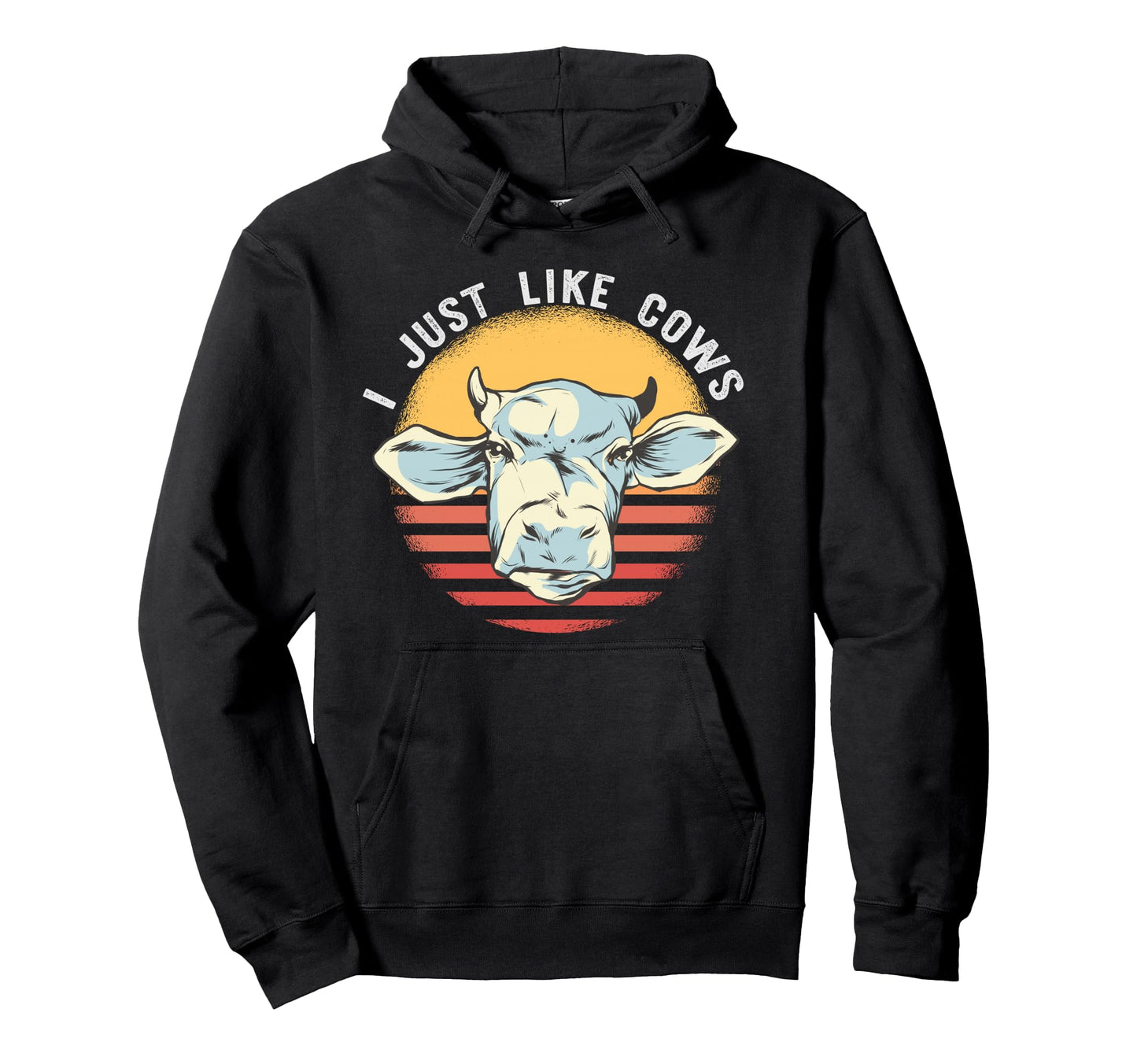 I Just Like Cows Striped Sunset Cow Hoodie - Casual Everyday Wear Unisex - T-Shirt, Sweatshirt, Hoodie