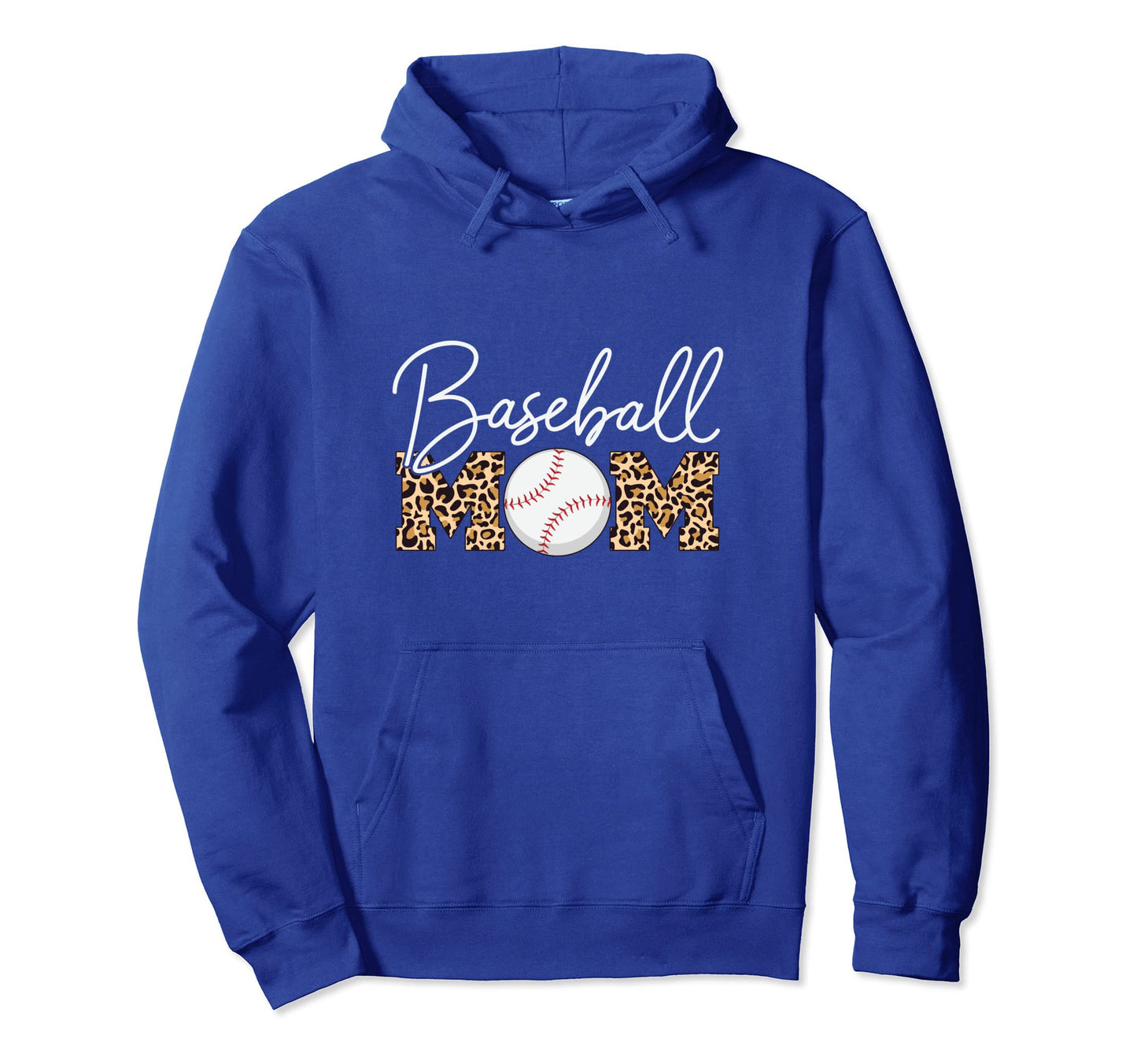 Baseball Mom Leopard Royal Blue Hoodie - Novelty Apparel Unisex - T-Shirt, Sweatshirt, Hoodie
