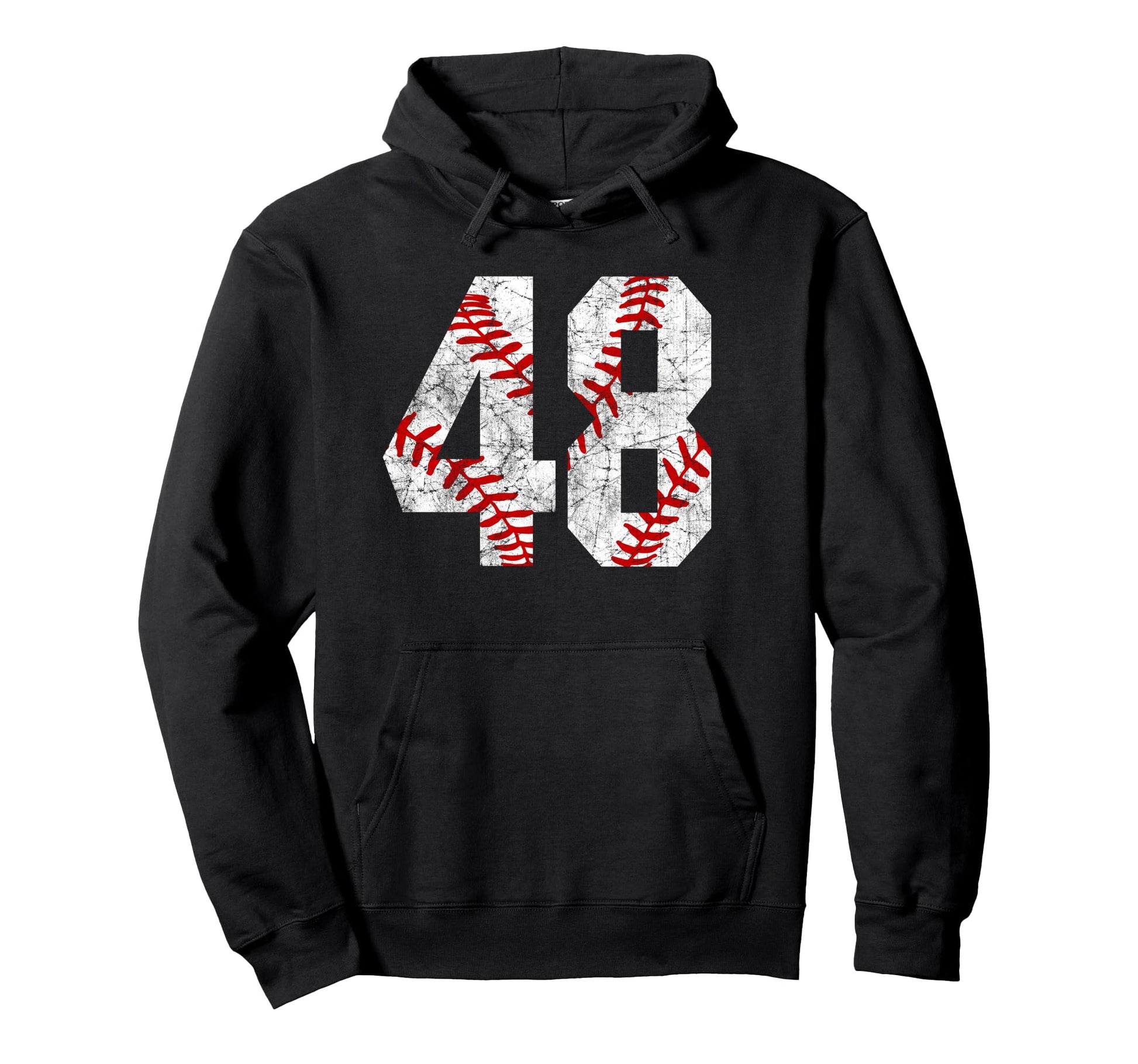 Distressed Baseball Number 48 Jersey Hoodie - Graphic Print for Adults - T-Shirt, Sweatshirt, Hoodie