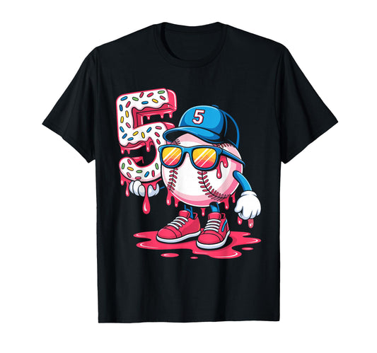 Baseball 5 Year Old Ice Cream Drip 5Th T-Shirt - Graphic Print for Adults - T-Shirt, Sweatshirt, Hoodie