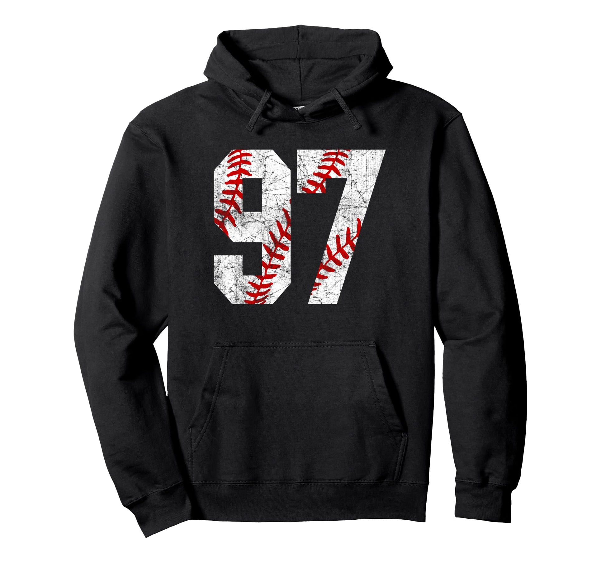 Distressed Baseball Number 97 Jersey Hoodie - Trendy Graphic Unisex - T-Shirt, Sweatshirt, Hoodie