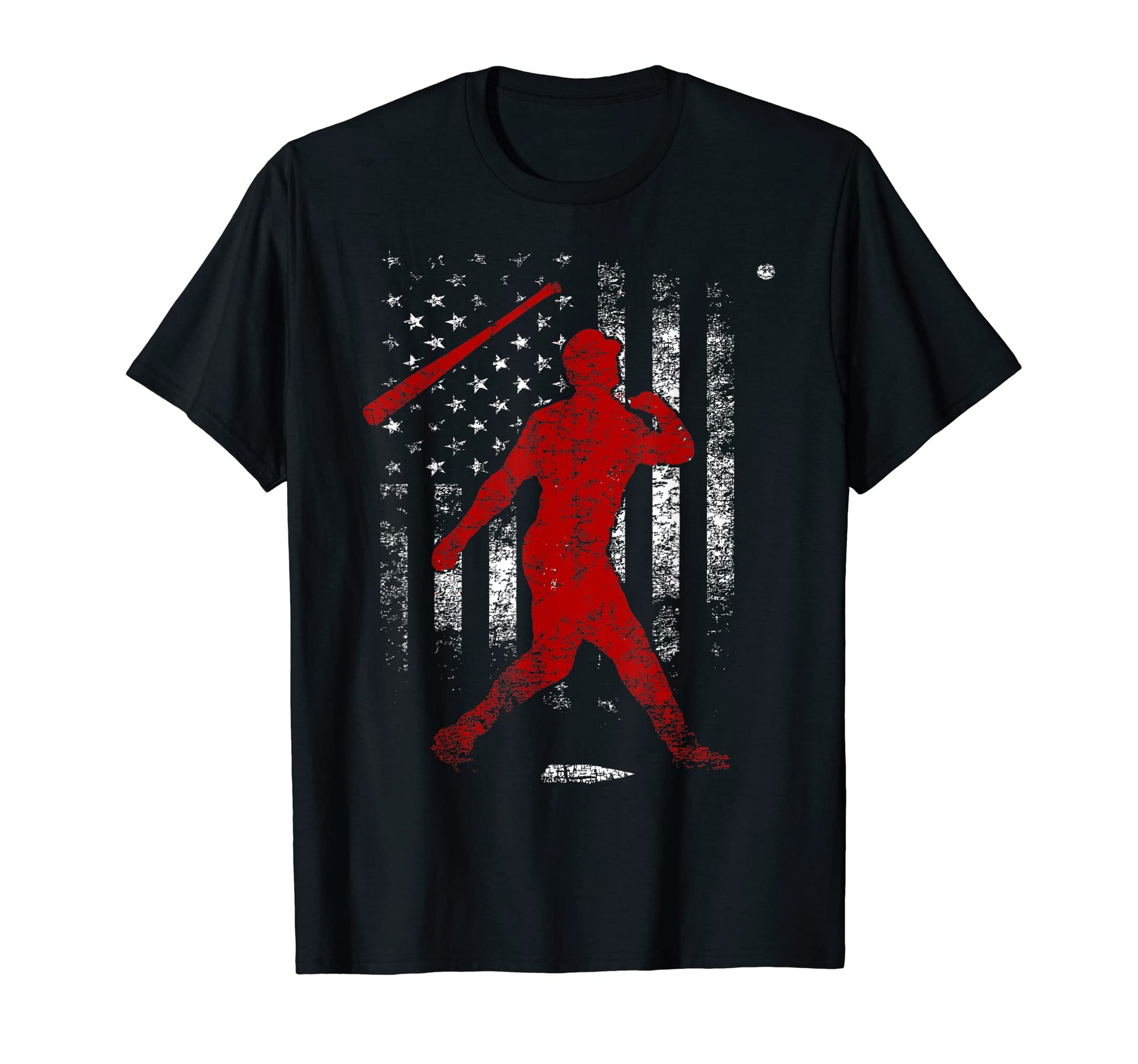 Dinger Home Run American Flag Grunge T-Shirt - Novelty Apparel Unisex - T-Shirt, Sweatshirt, Hoodie