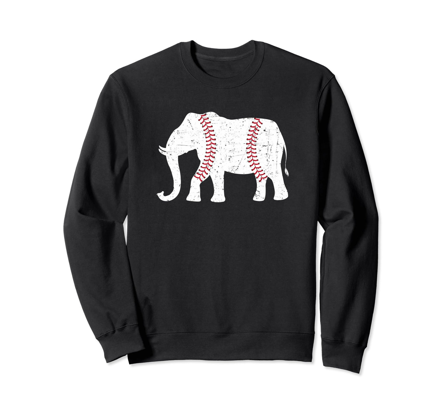 Elephant Baseball Distressed Sweatshirt - Custom Art Print for Adults - T-Shirt, Sweatshirt, Hoodie