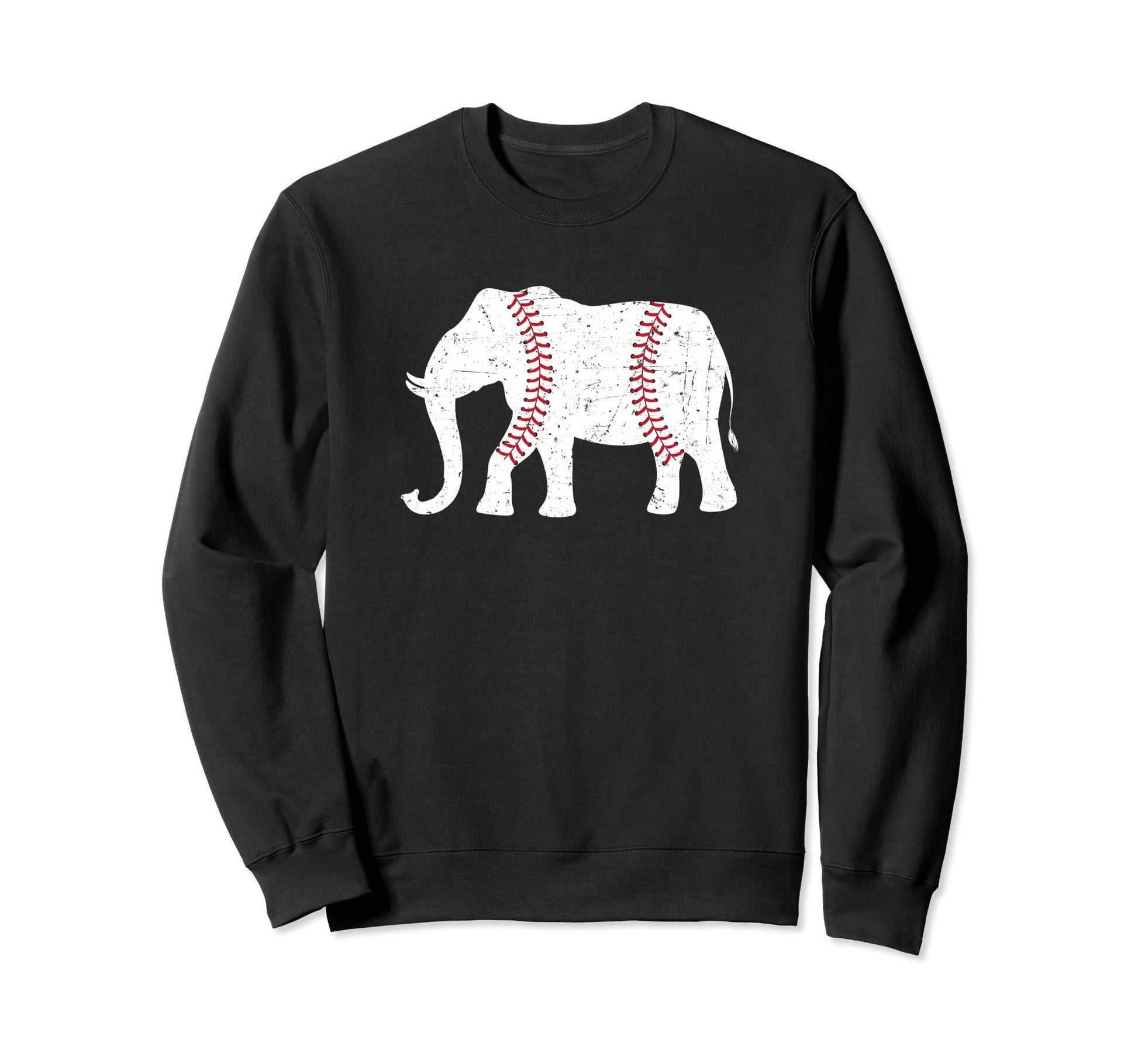 Elephant Baseball Distressed Sweatshirt - Custom Art Print for Adults - T-Shirt, Sweatshirt, Hoodie