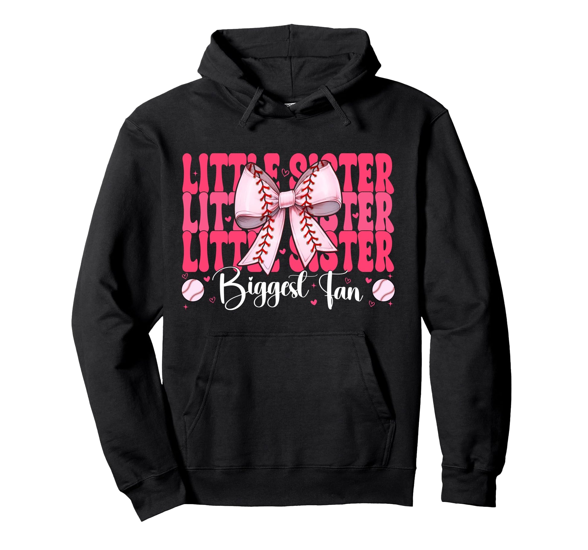 Baseball Sister Coquette Bow Little Hoodie - Custom Art Print Men Women - T-Shirt, Sweatshirt, Hoodie