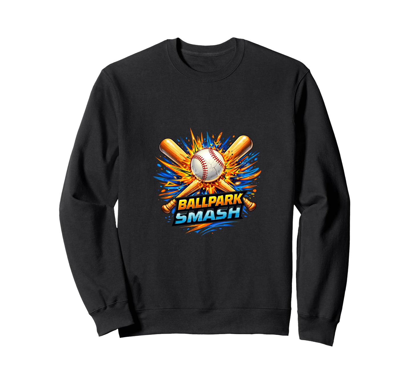 Ballpark Smash Baseball Power Hit Sweatshirt - Aesthetic Graphic for Adults - T-Shirt, Sweatshirt, Hoodie