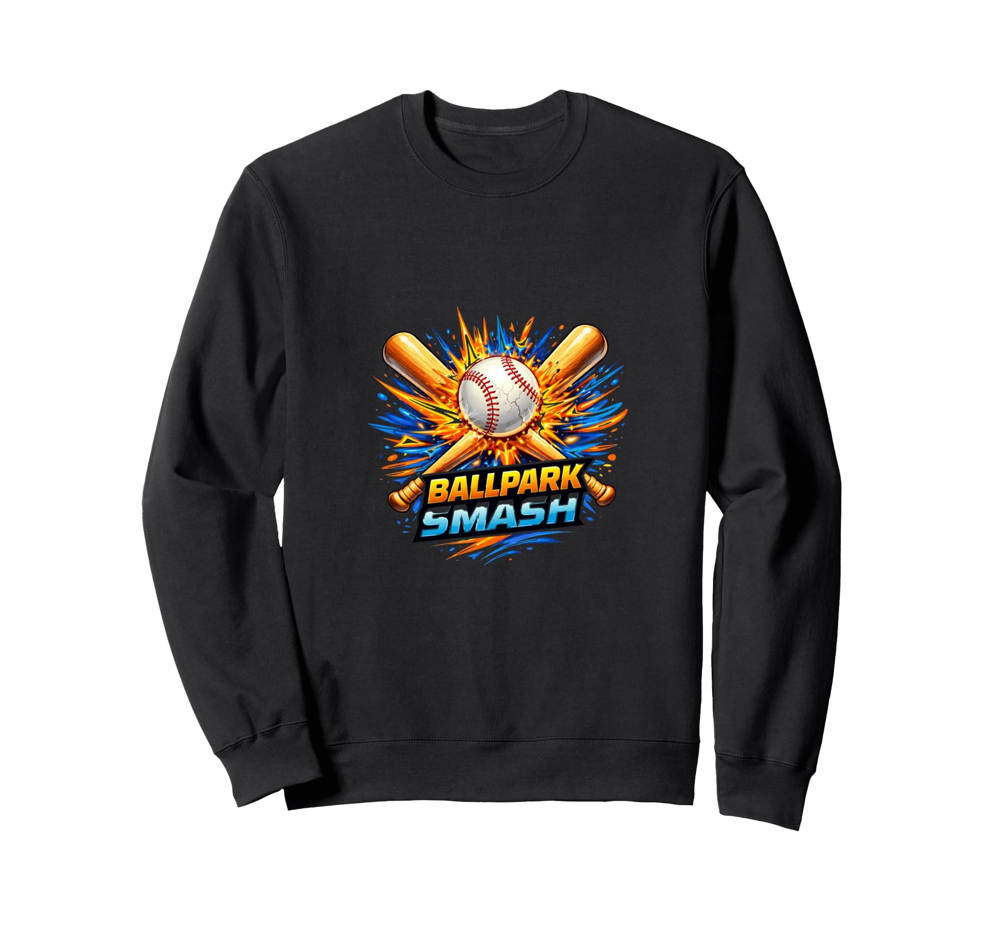 Ballpark Smash Baseball Power Hit Sweatshirt - Aesthetic Graphic for Adults - T-Shirt, Sweatshirt, Hoodie