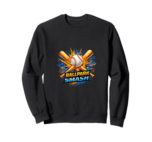 Ballpark Smash Baseball Power Hit Sweatshirt - Aesthetic Graphic for Adults - T-Shirt, Sweatshirt, Hoodie